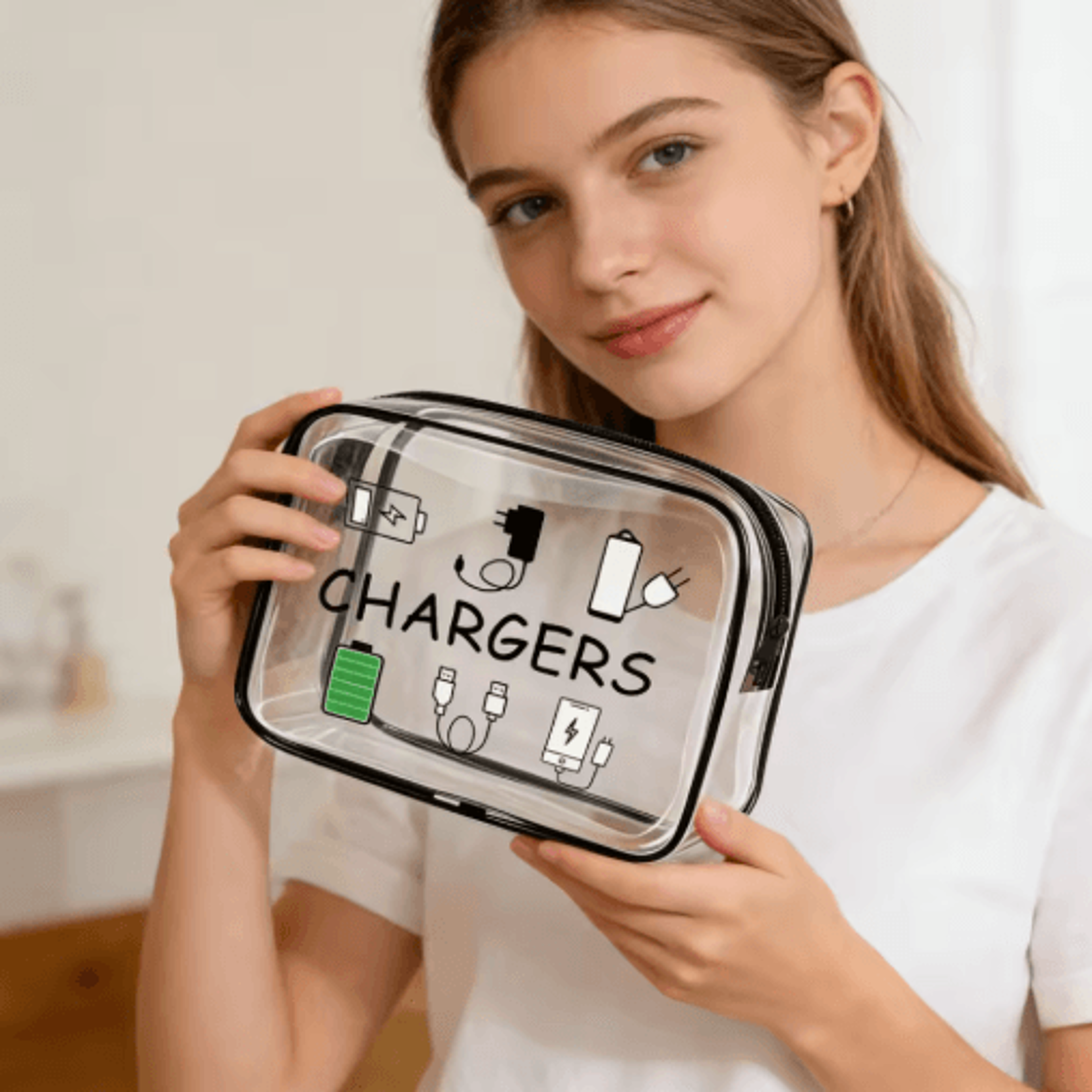 large-capacity transparent travel cosmetic bag – portable zipper makeup organizer