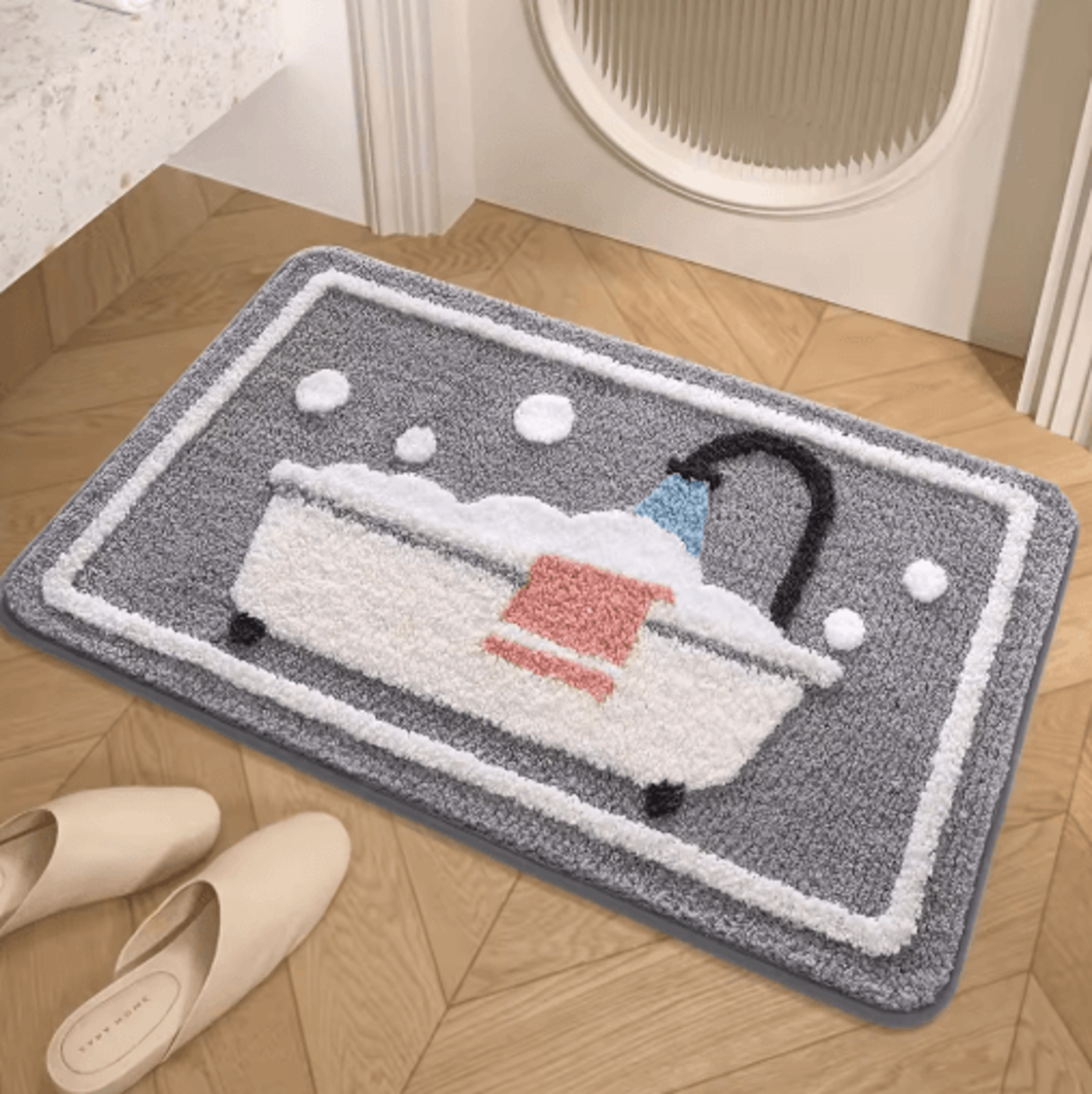 non-slip knit bath rug – absorbent washable bathroom mat with tpr backing