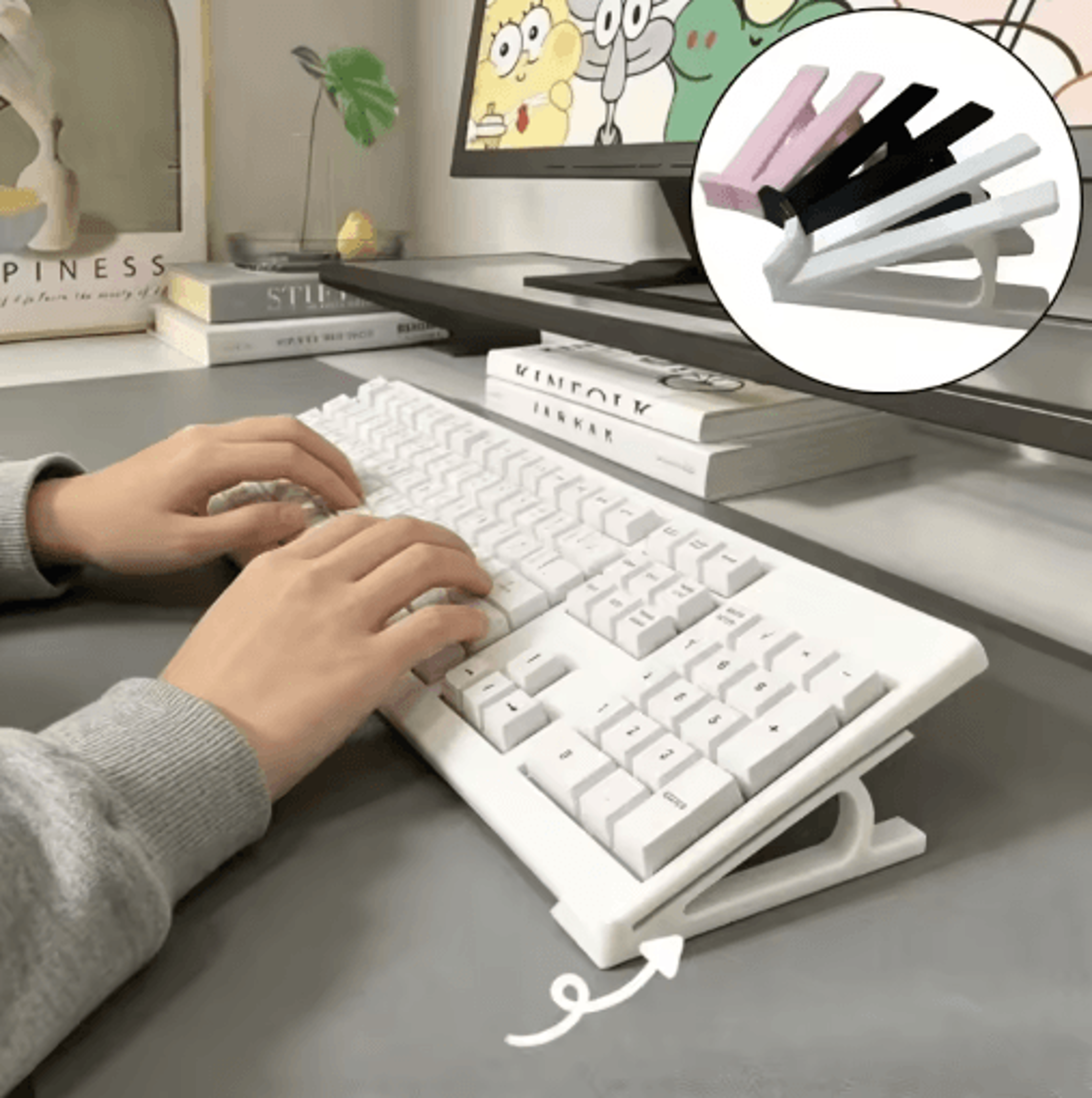 ergonomic keyboard riser – non-slip universal stand for office & gaming setups