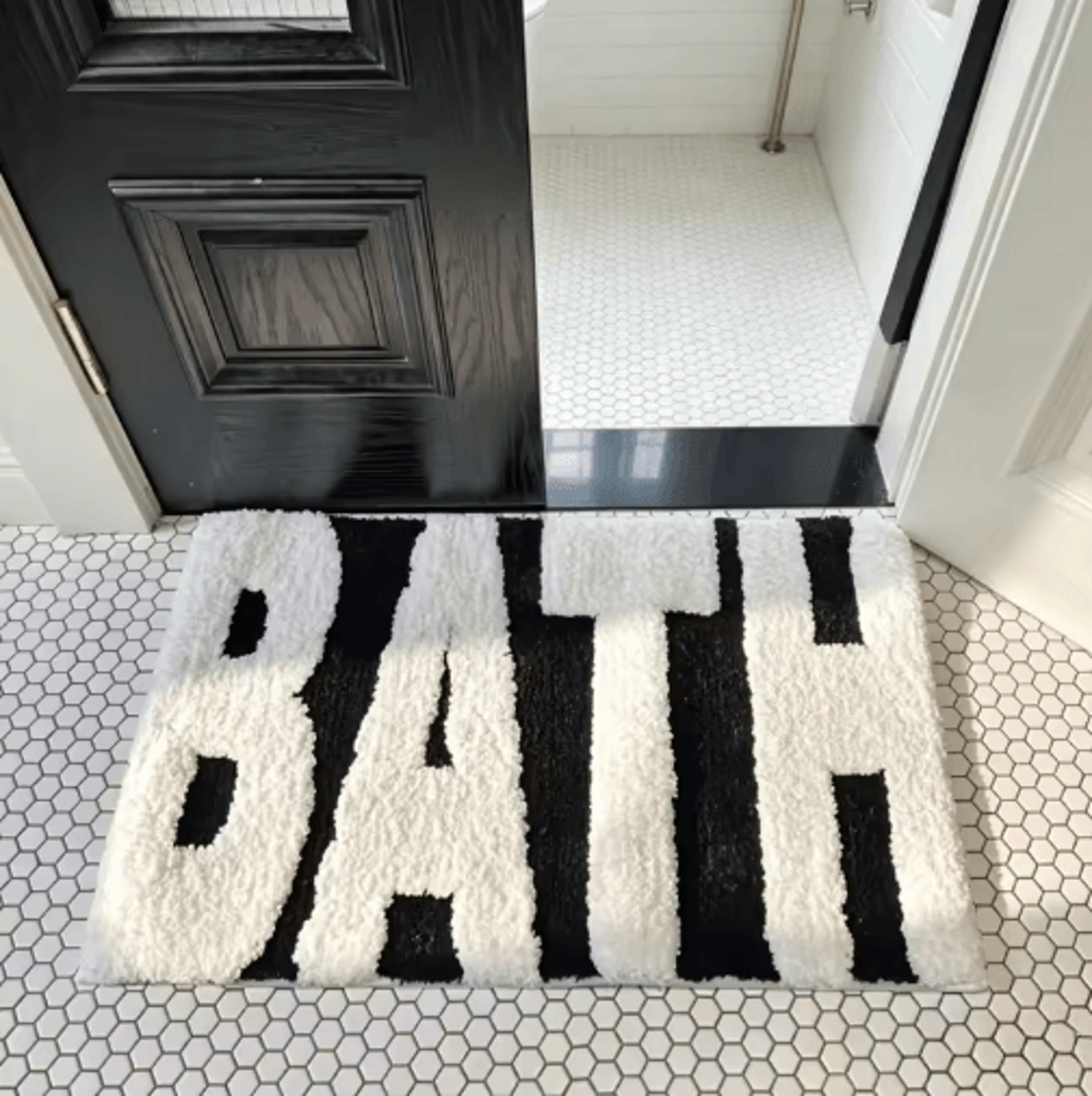 bath design non-slip bath mat ultra-absorbent black & white bathroom rug