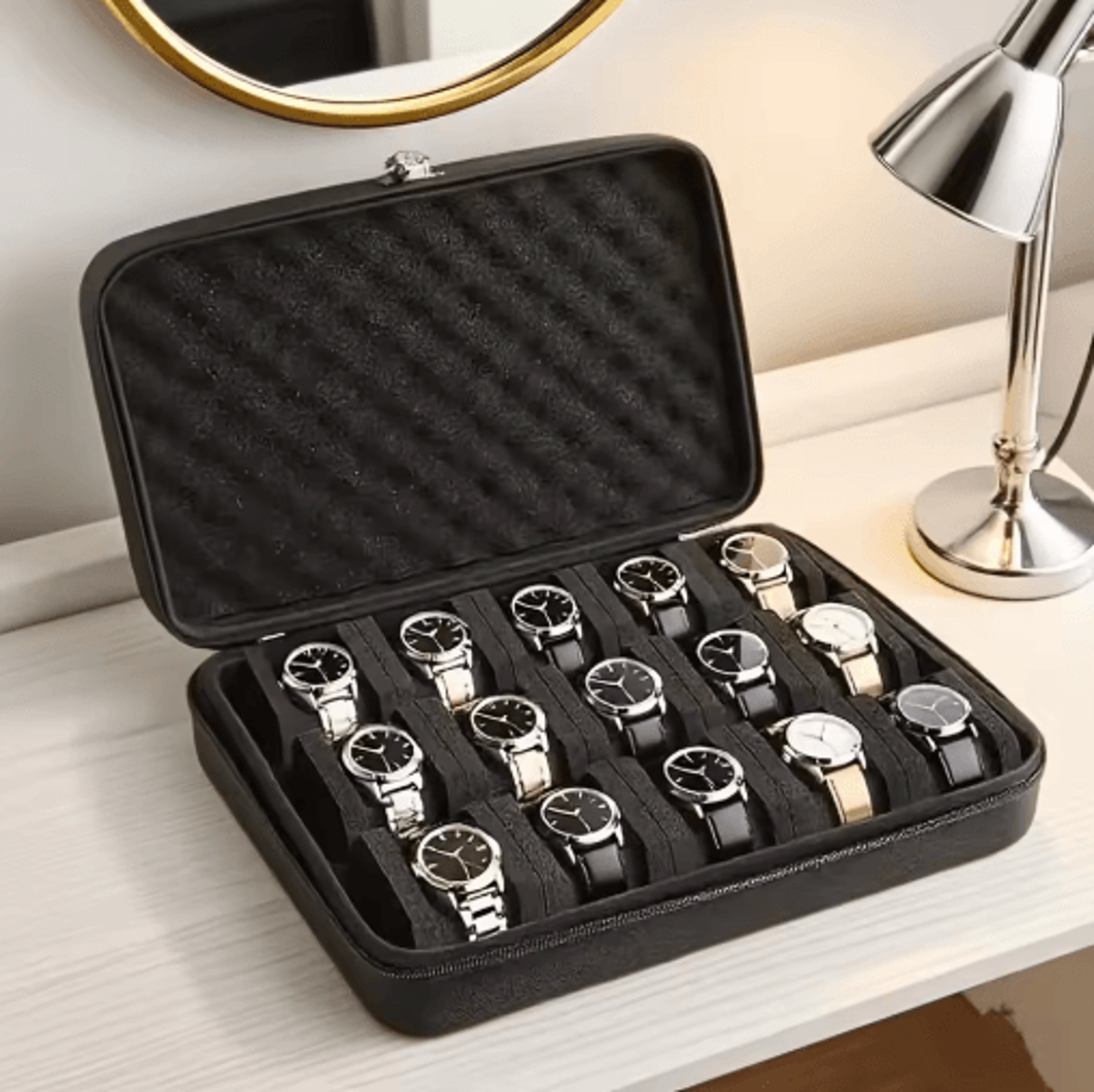 15-slot watch storage box – portable jewelry organizer & display case
