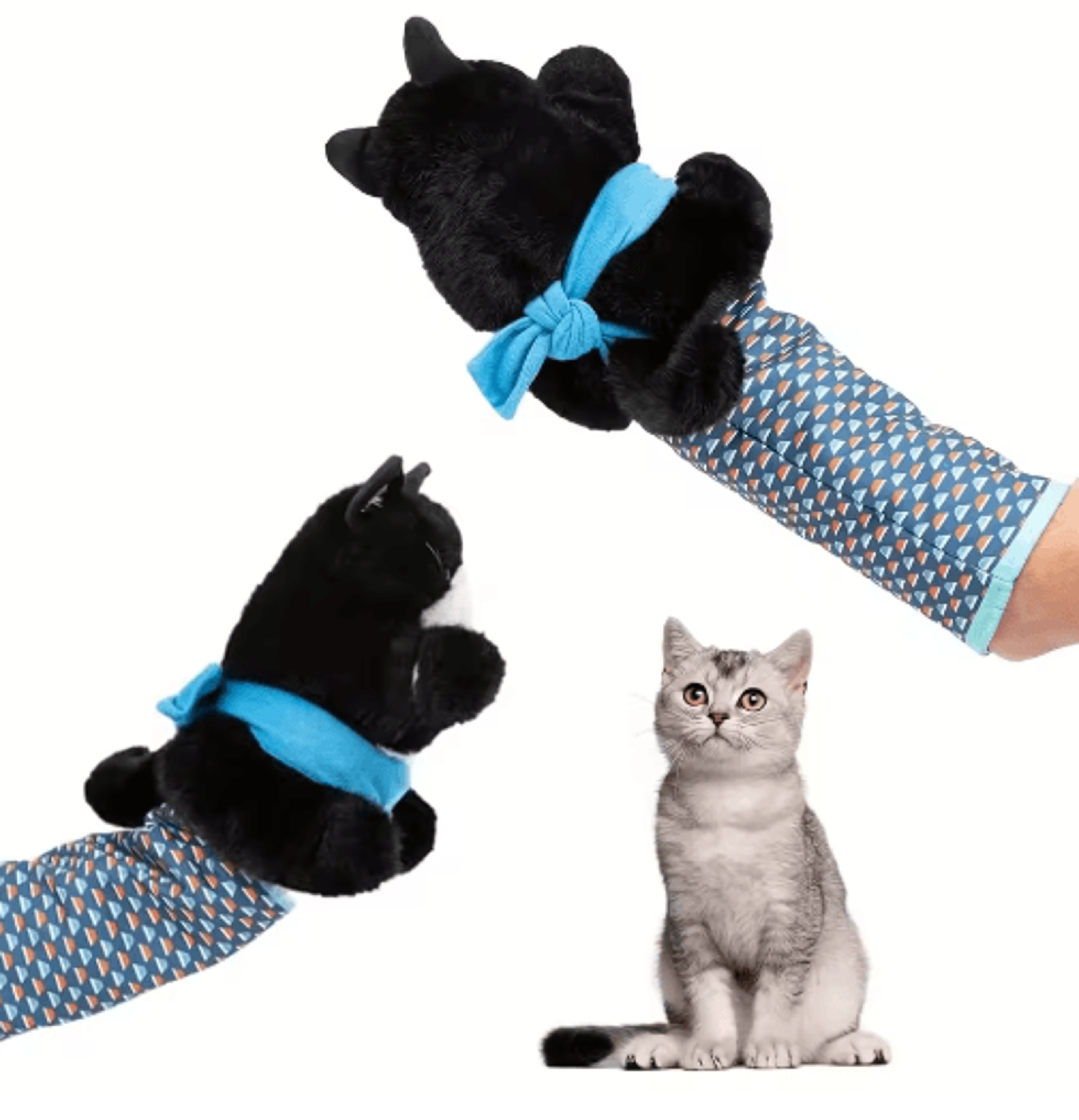 interactive cat wrestling puppet toy – poseable plush pet play companion