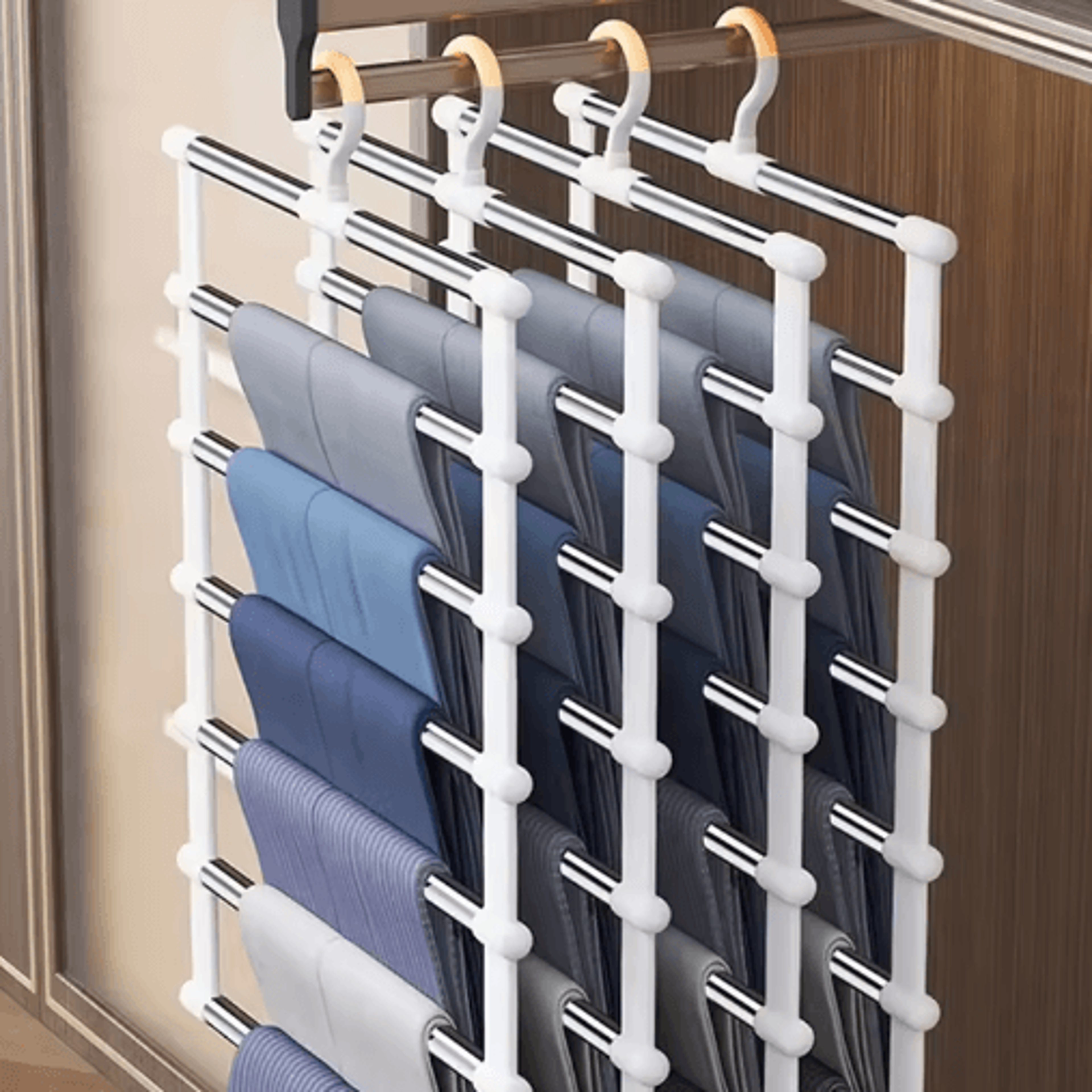 foldable multi-layer pants hanger – space-saving non-slip trouser organizer