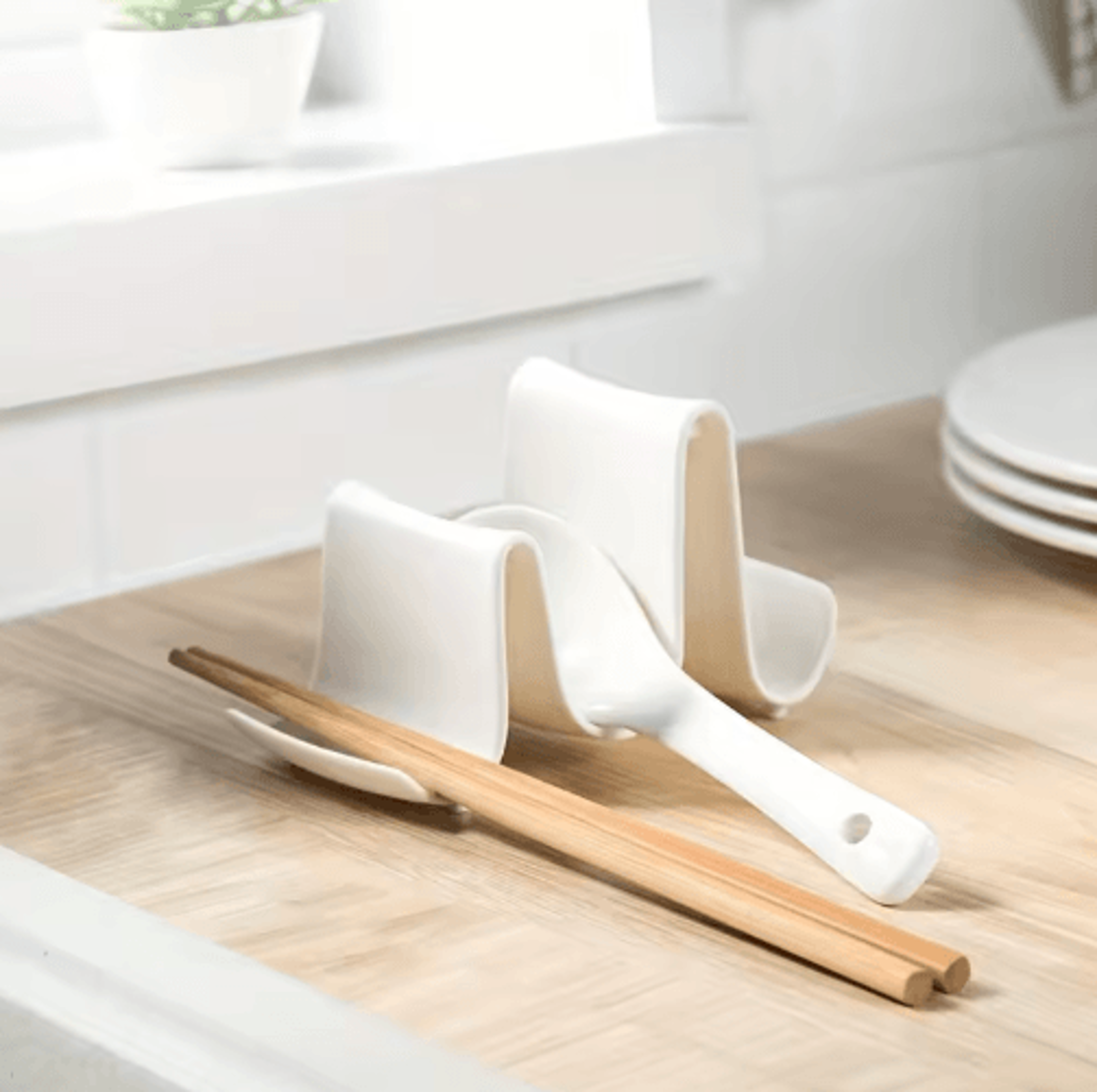 wave design kitchen organizer – pot lid & utensil countertop storage rack
