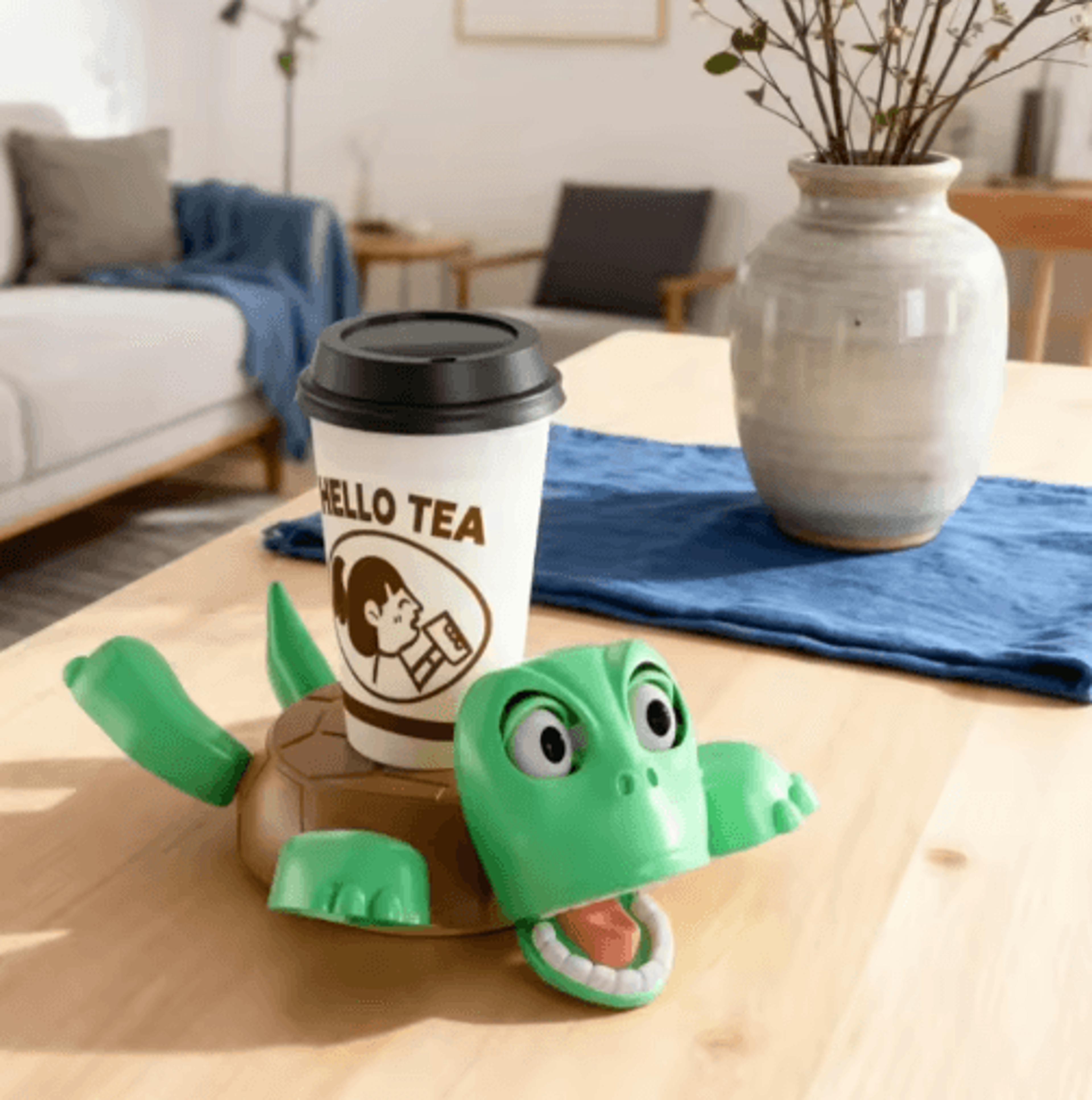 funny turtle oops! coaster – interactive prank toy & novelty desk decor