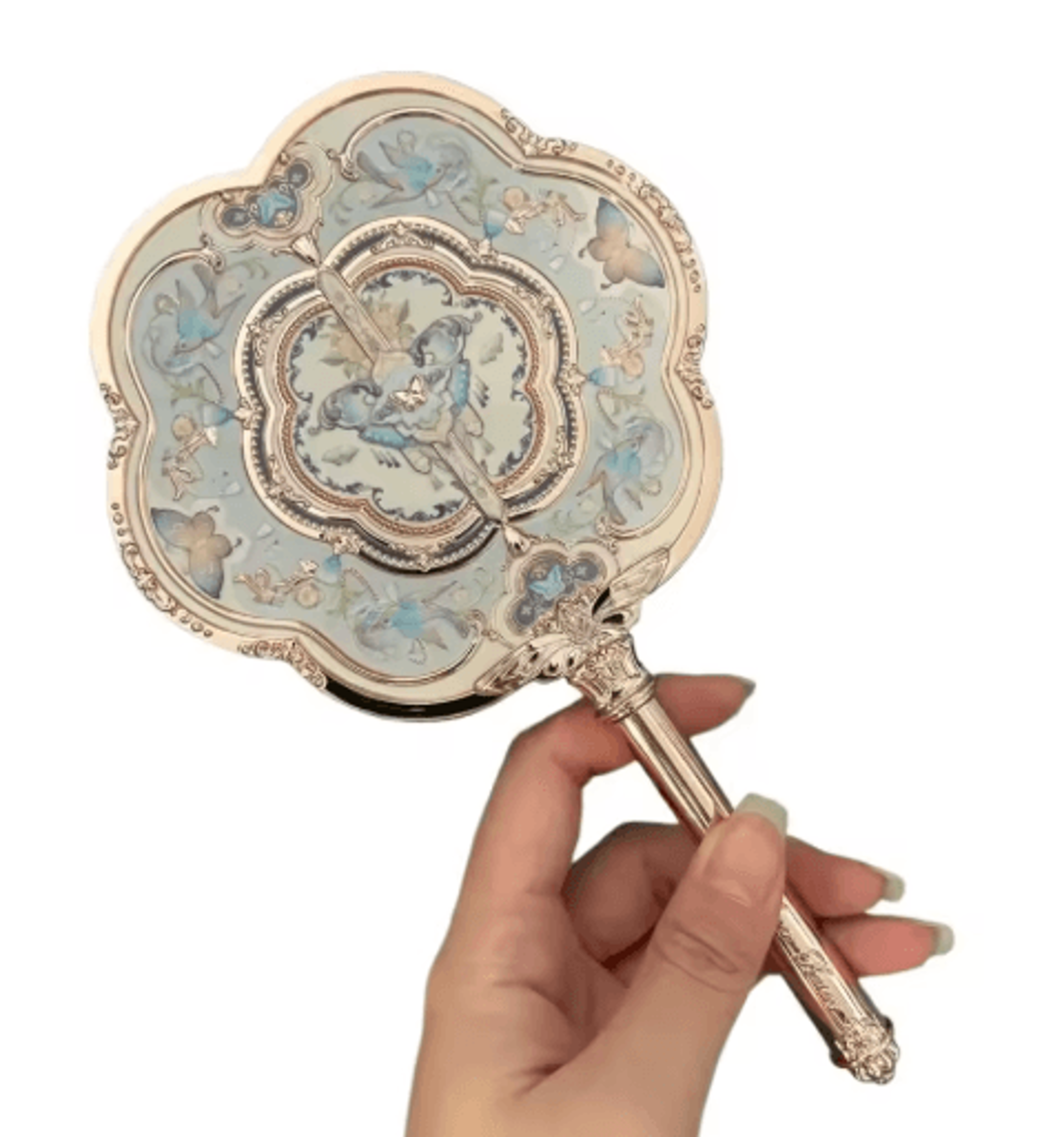 flower knows butterfly cloud collar makeup mirror – elegant handheld vanity accessory
