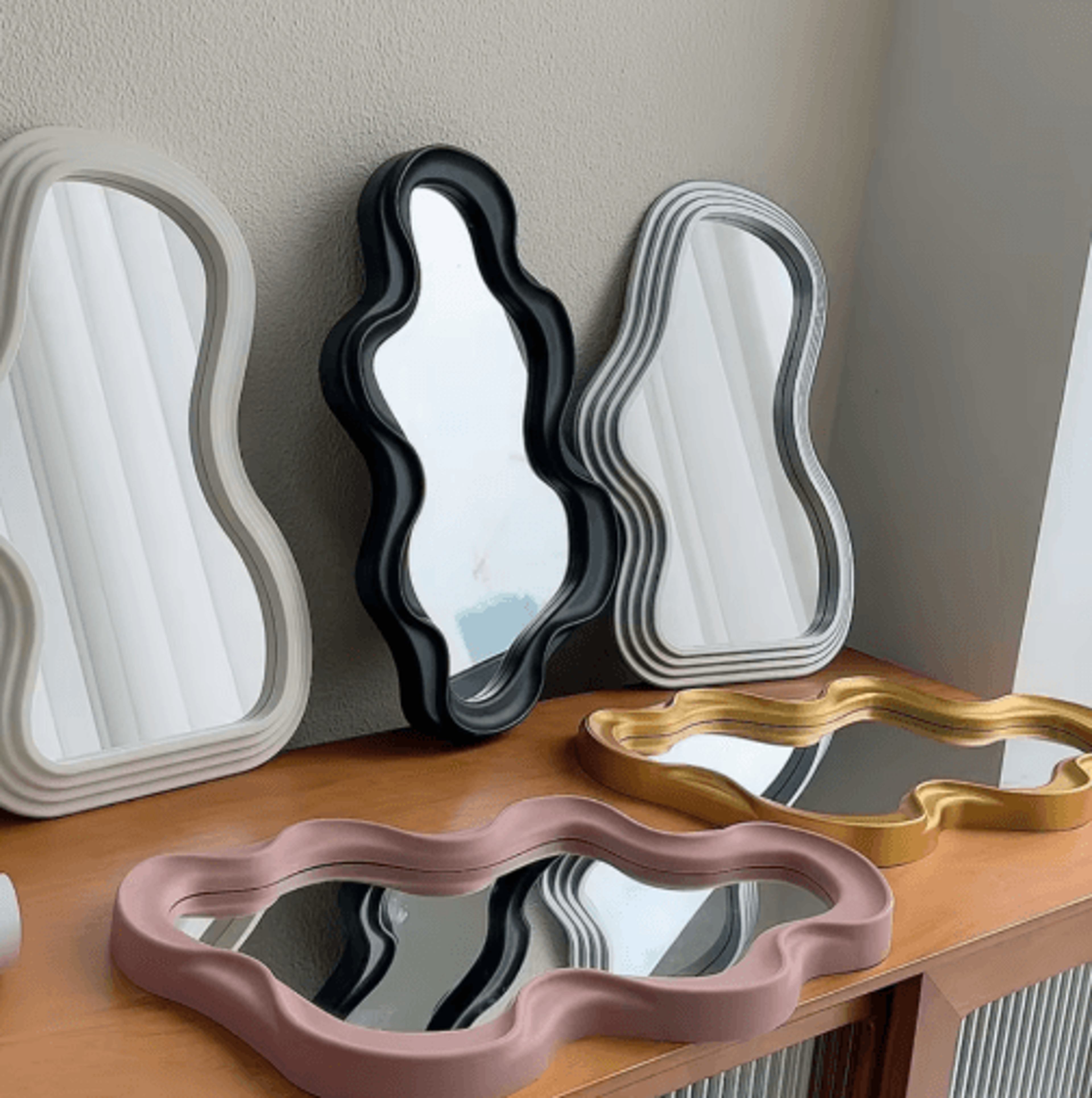 wave irregular wall mirror – modern decorative mirror for bathroom & home