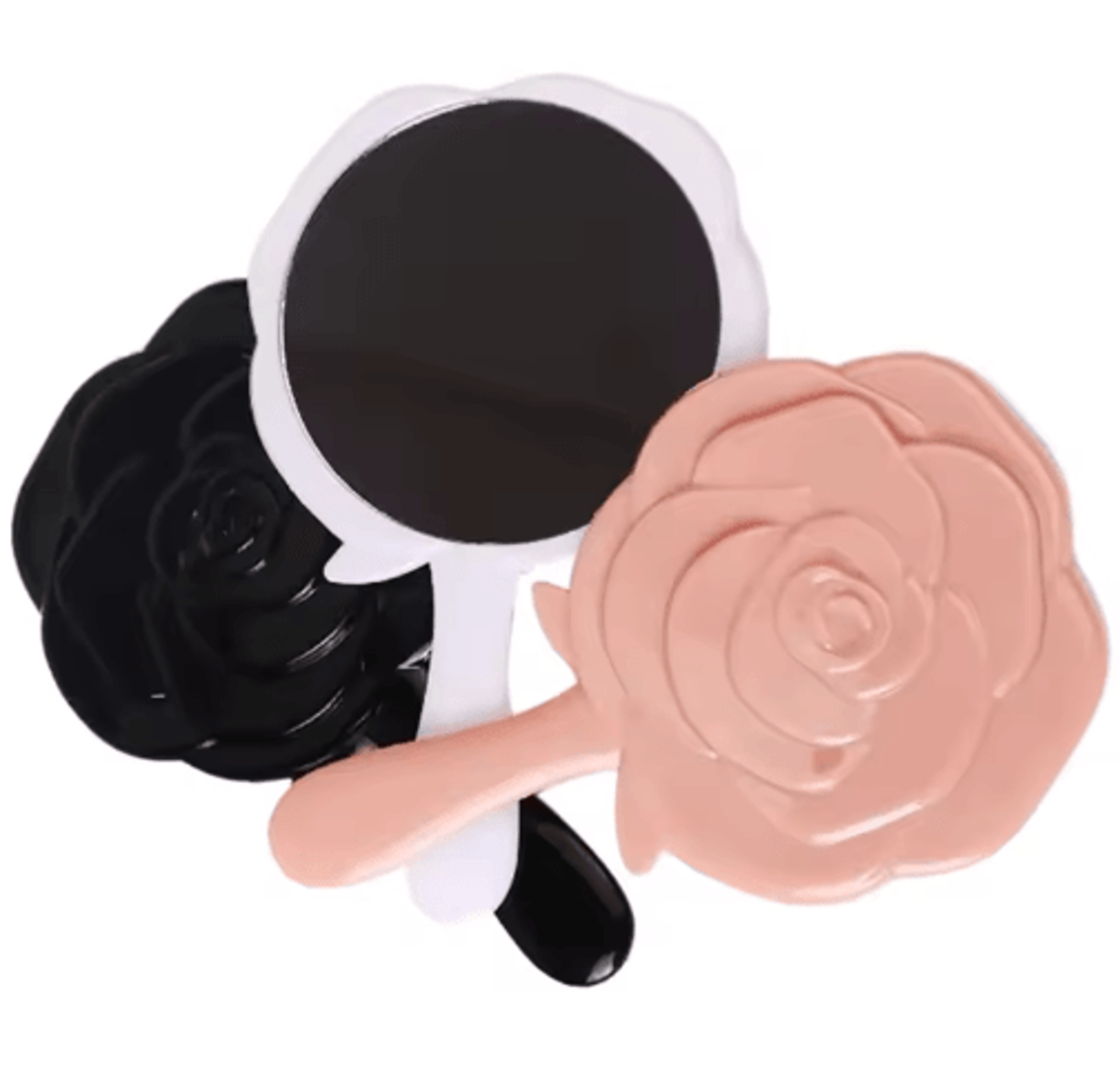 3d retro rose handheld vanity mirror – floral cosmetic makeup mirror