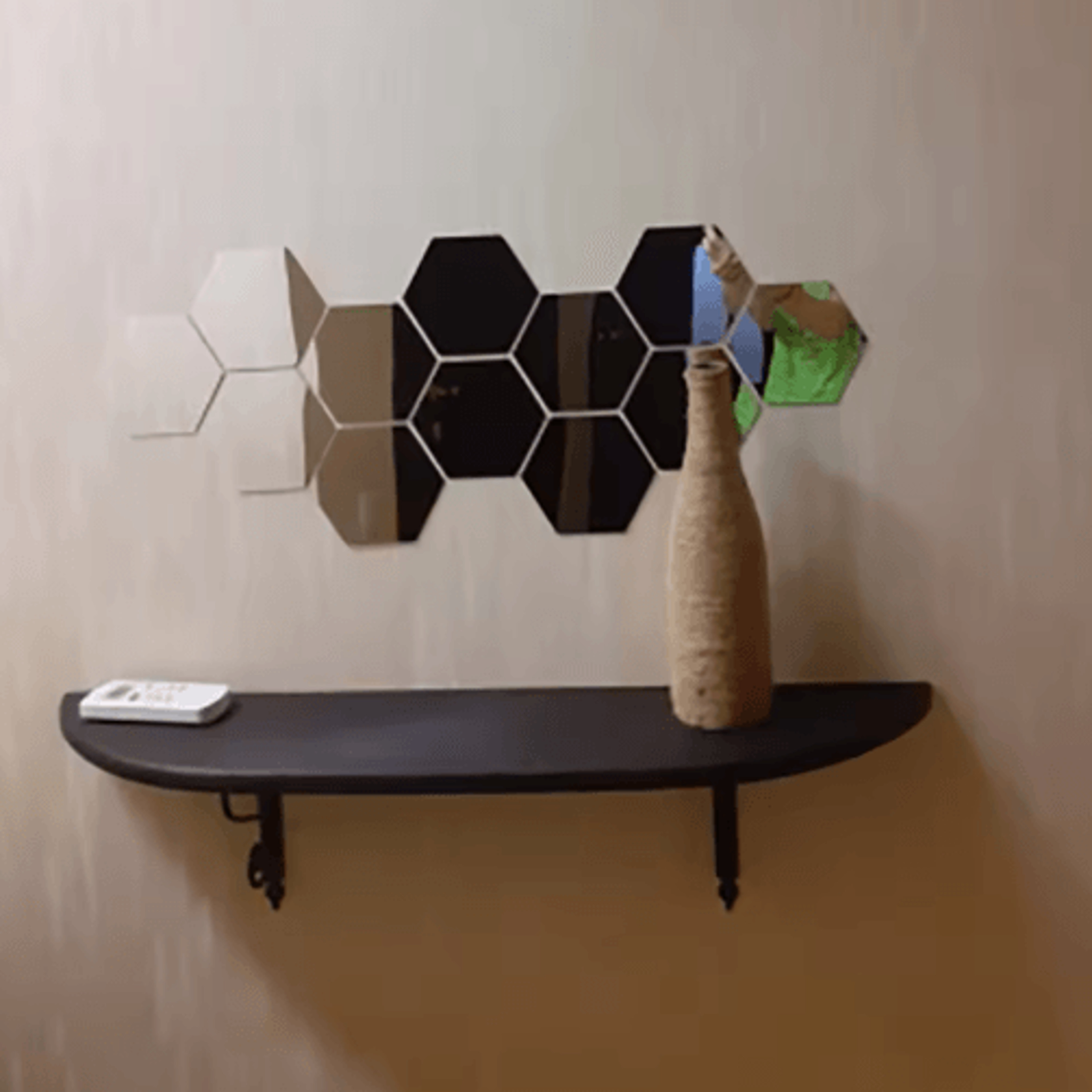 6/12pcs hexagon mirror wall stickers – removable geometric diy home decor