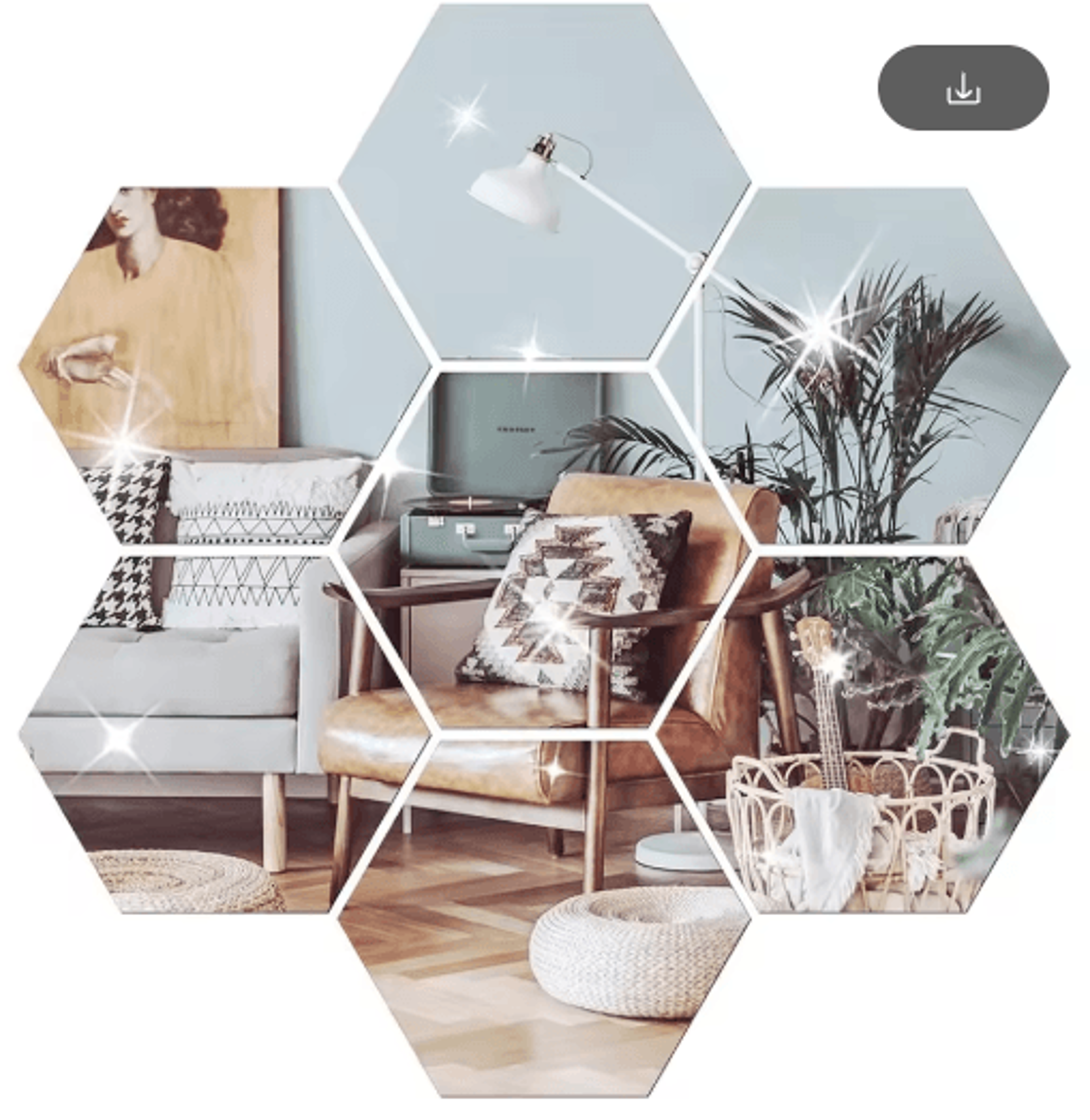 6/12pcs 3d hexagon mirror wall stickers – 126mm self-adhesive geometric decor
