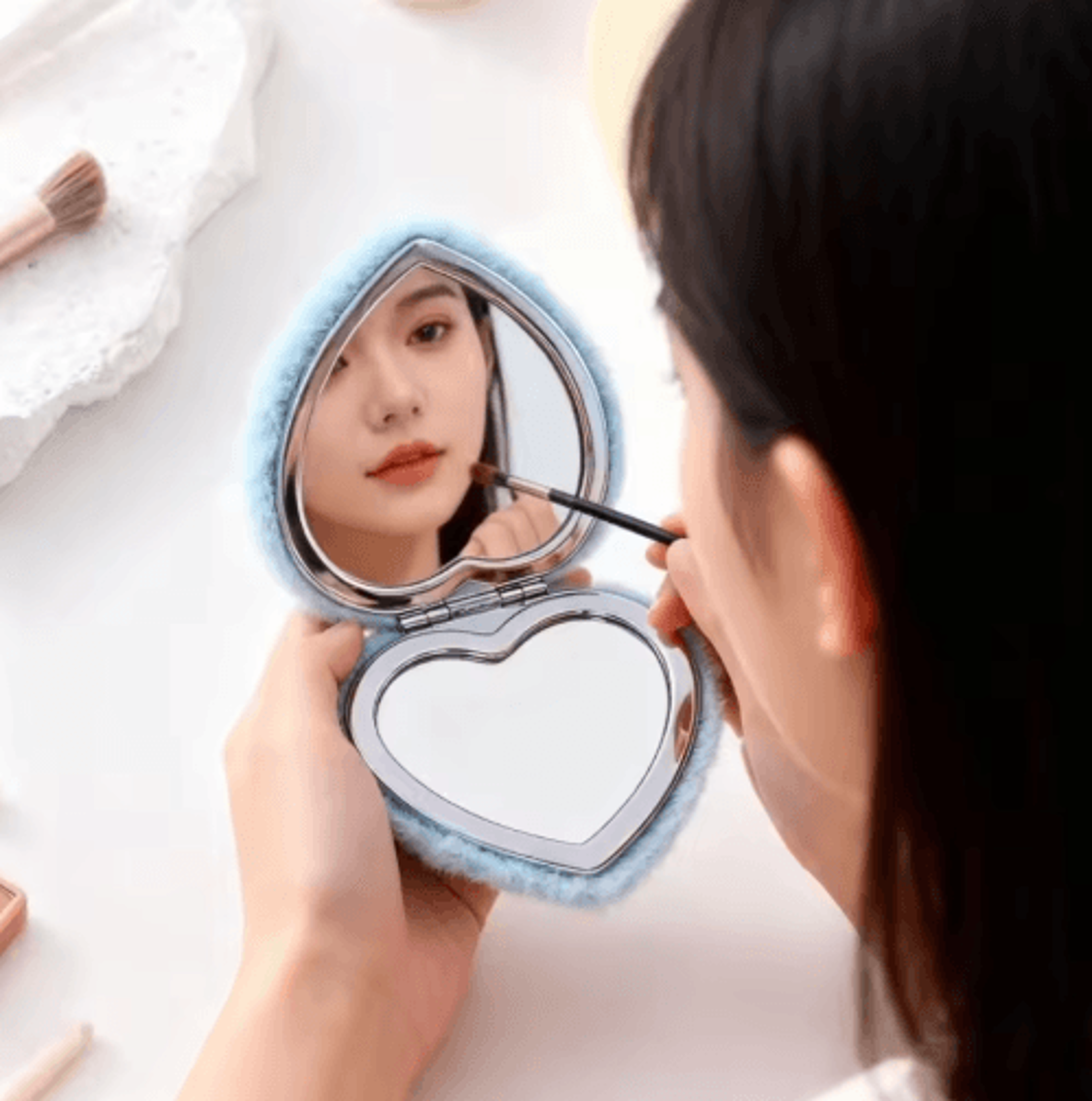 elegant double-sided folding makeup mirror – mini pocket travel cosmetic mirror