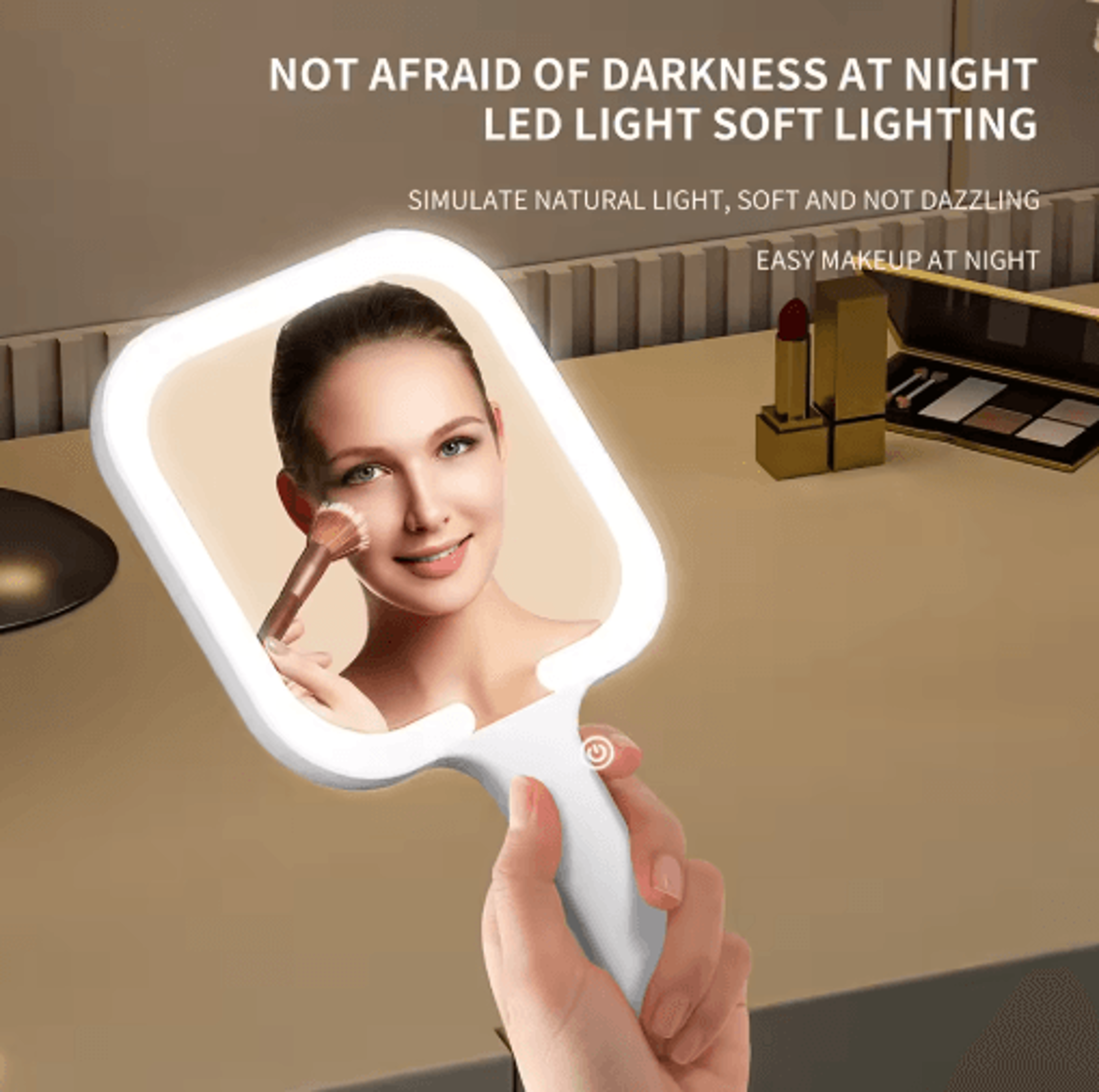 floral led makeup mirror – portable touch screen dimmable travel mirror