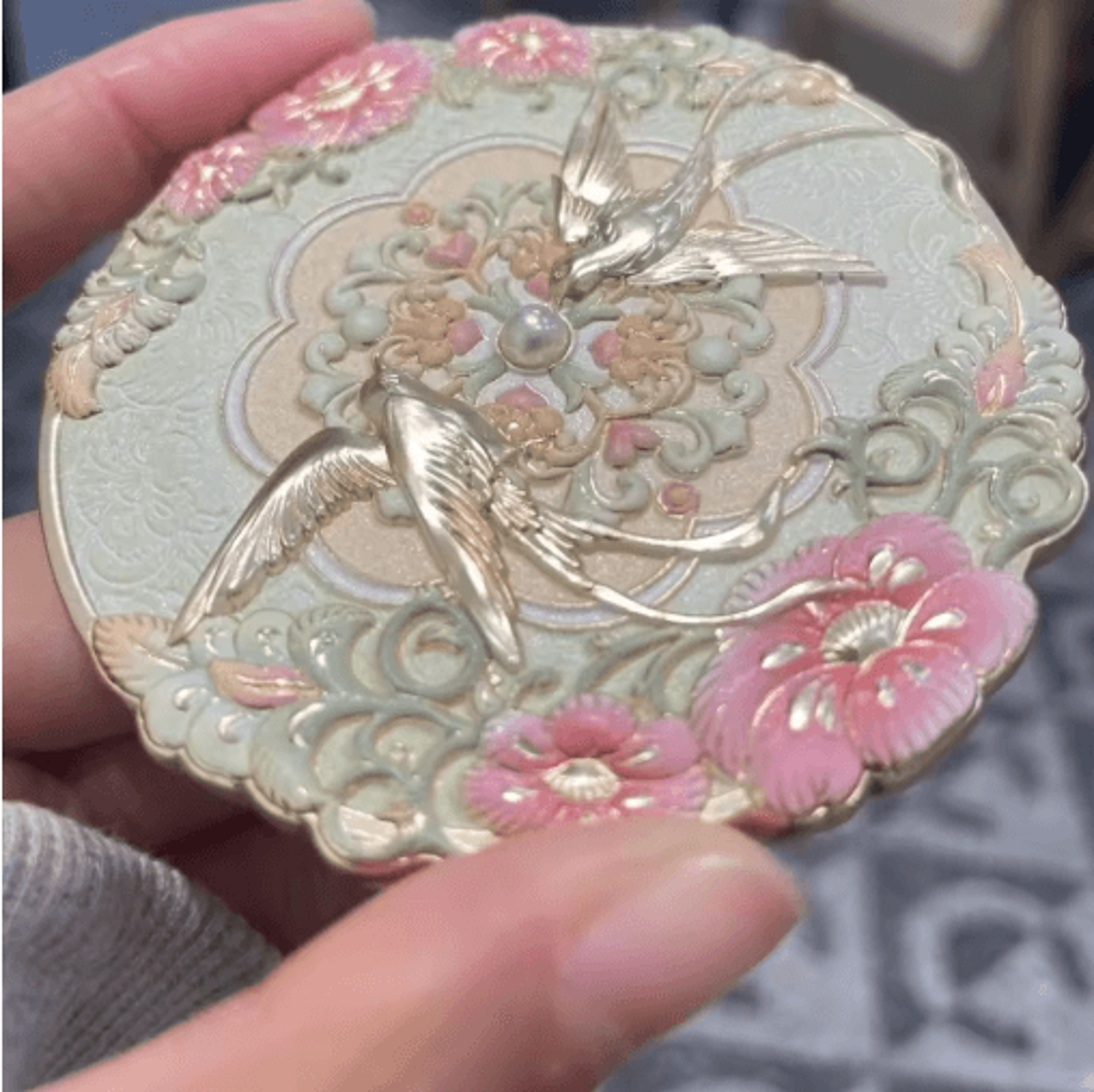 vintage peony pocket mirror – chinese-style mini portable makeup mirror