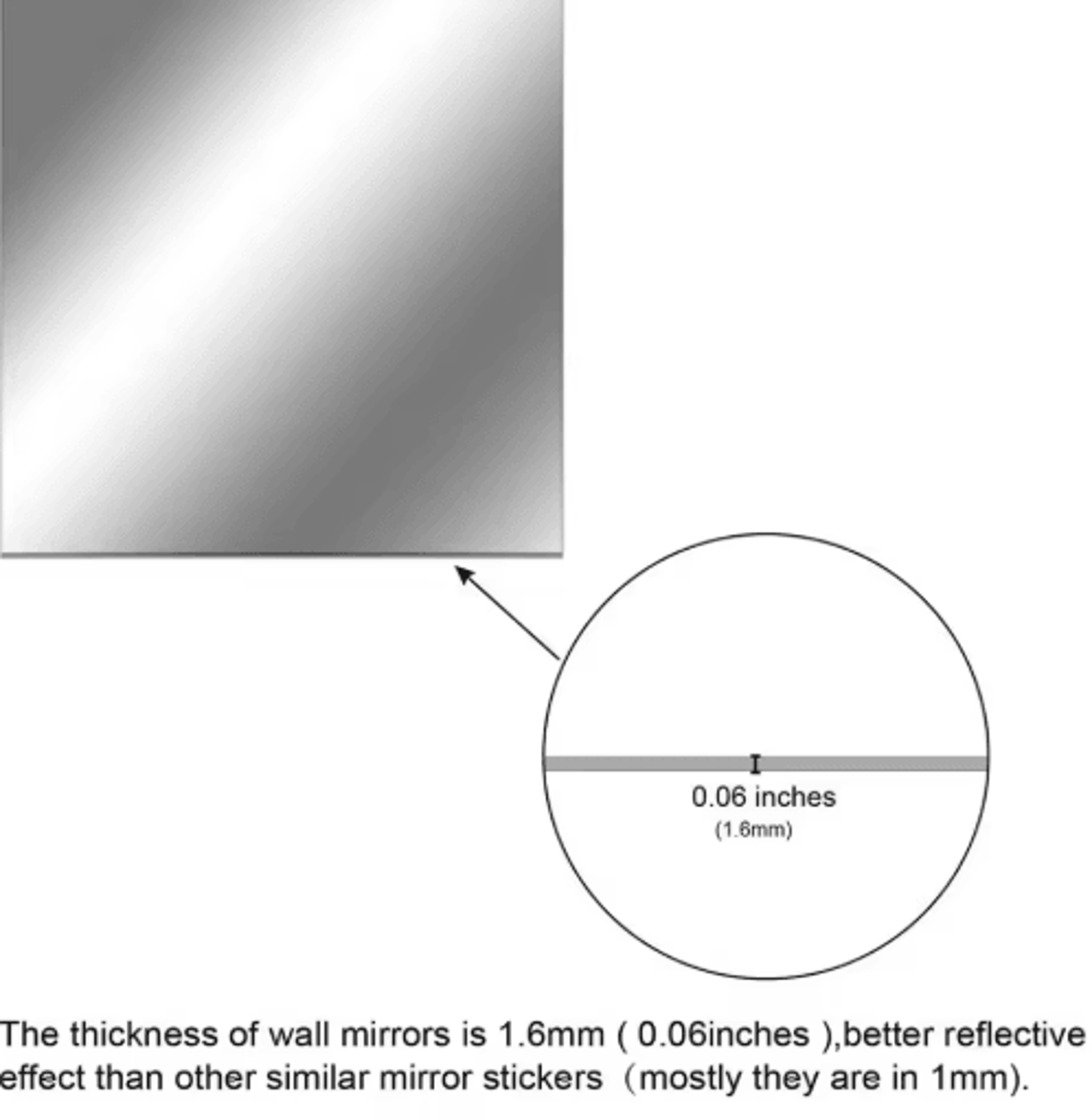 self-adhesive acrylic mirror sheet – 1.6mm non-glass diy mirror tile