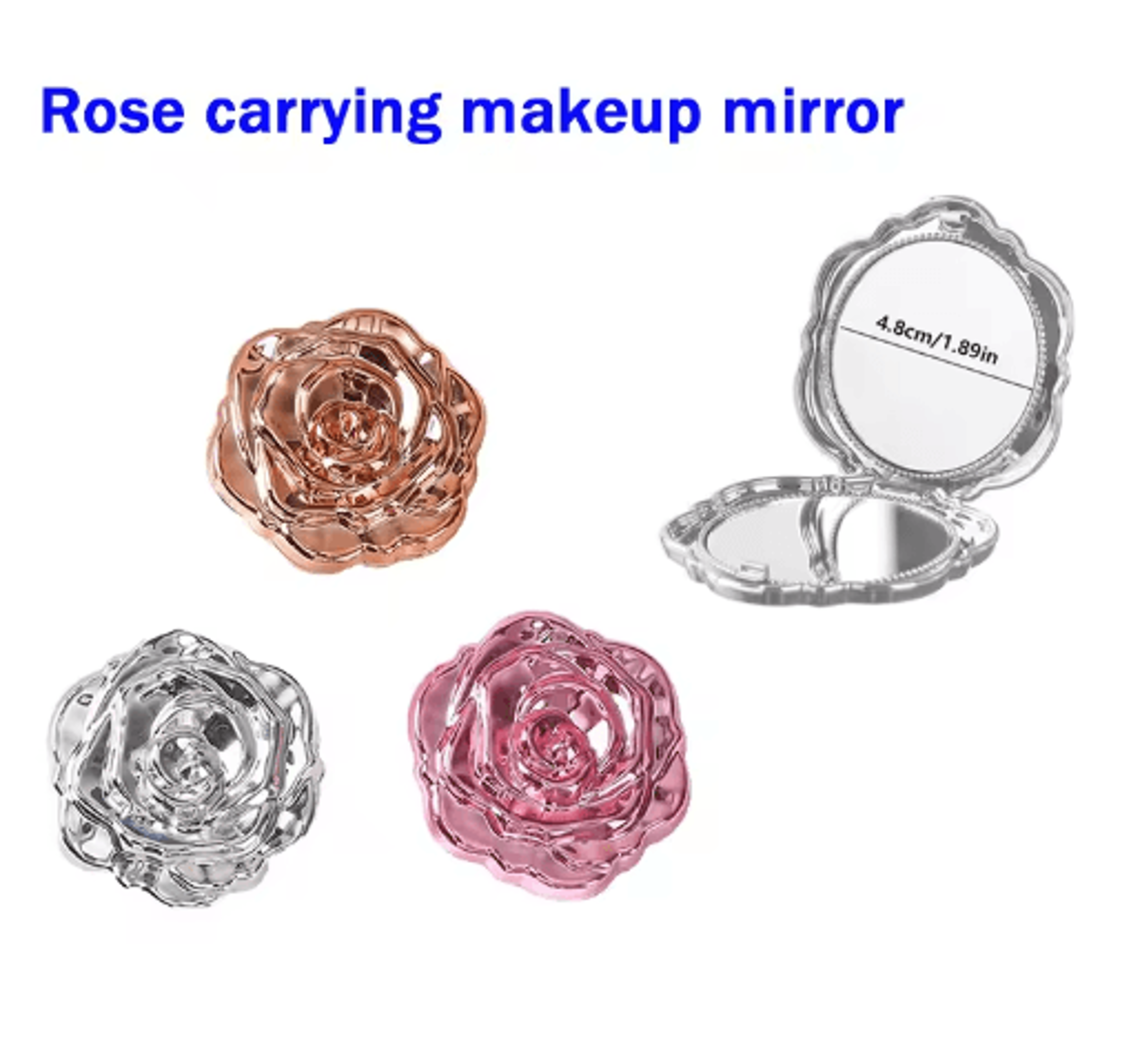 retro rose pocket mirror – double-sided mini floral makeup mirror