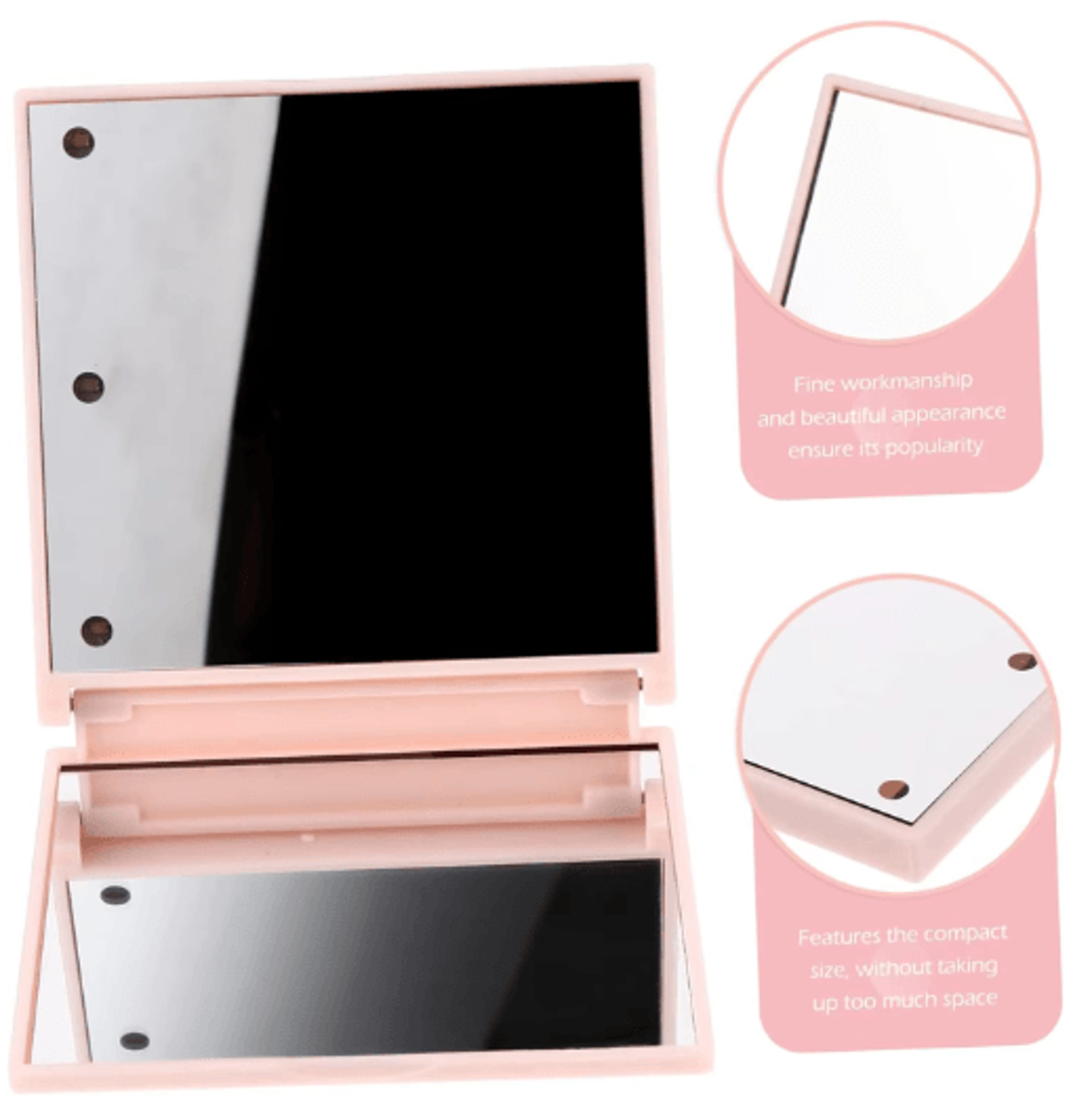 6-led lighted compact makeup mirror – folding travel pocket mirror