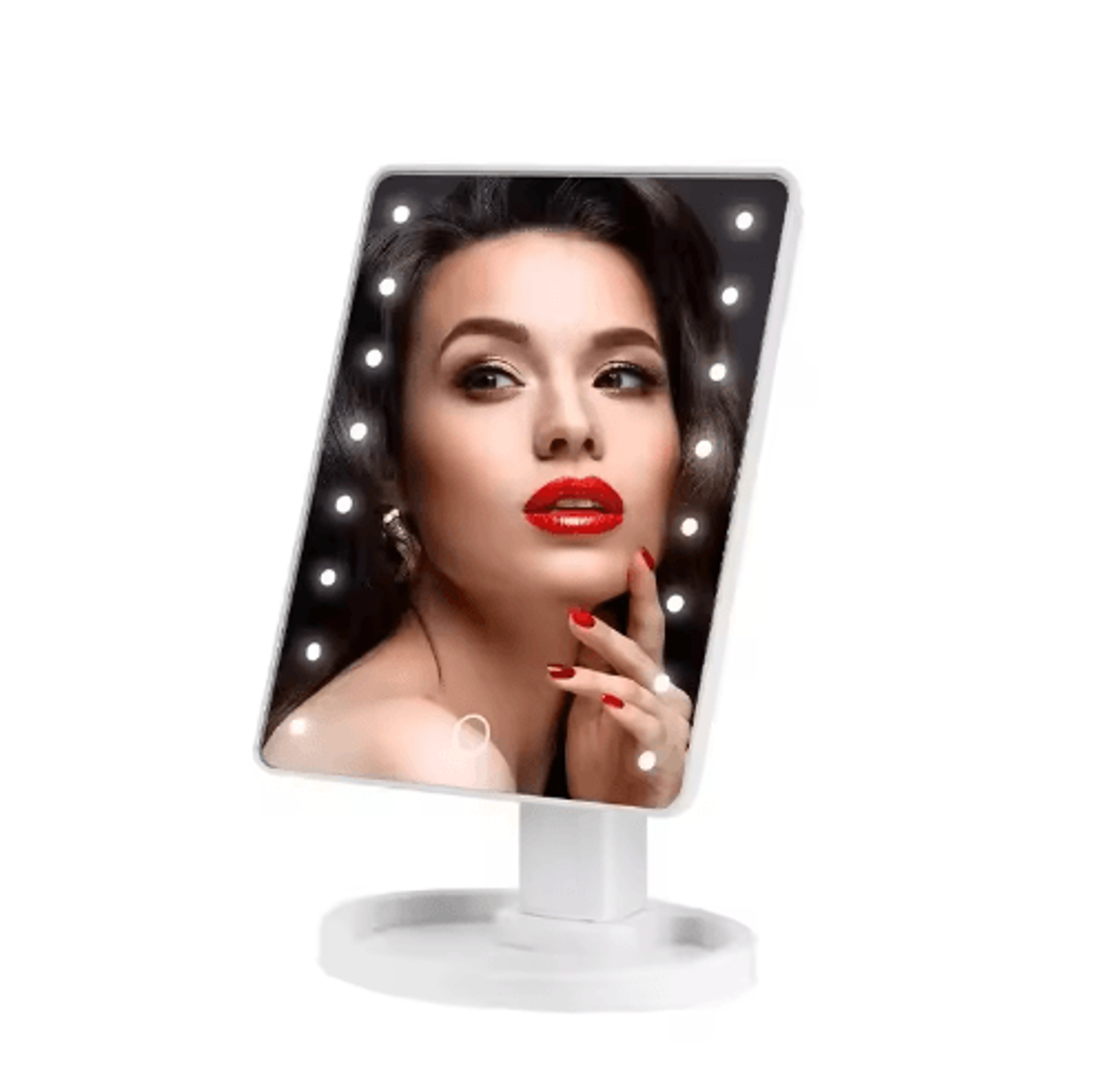 square led vanity mirror – adjustable lighted makeup mirror with organizer stand