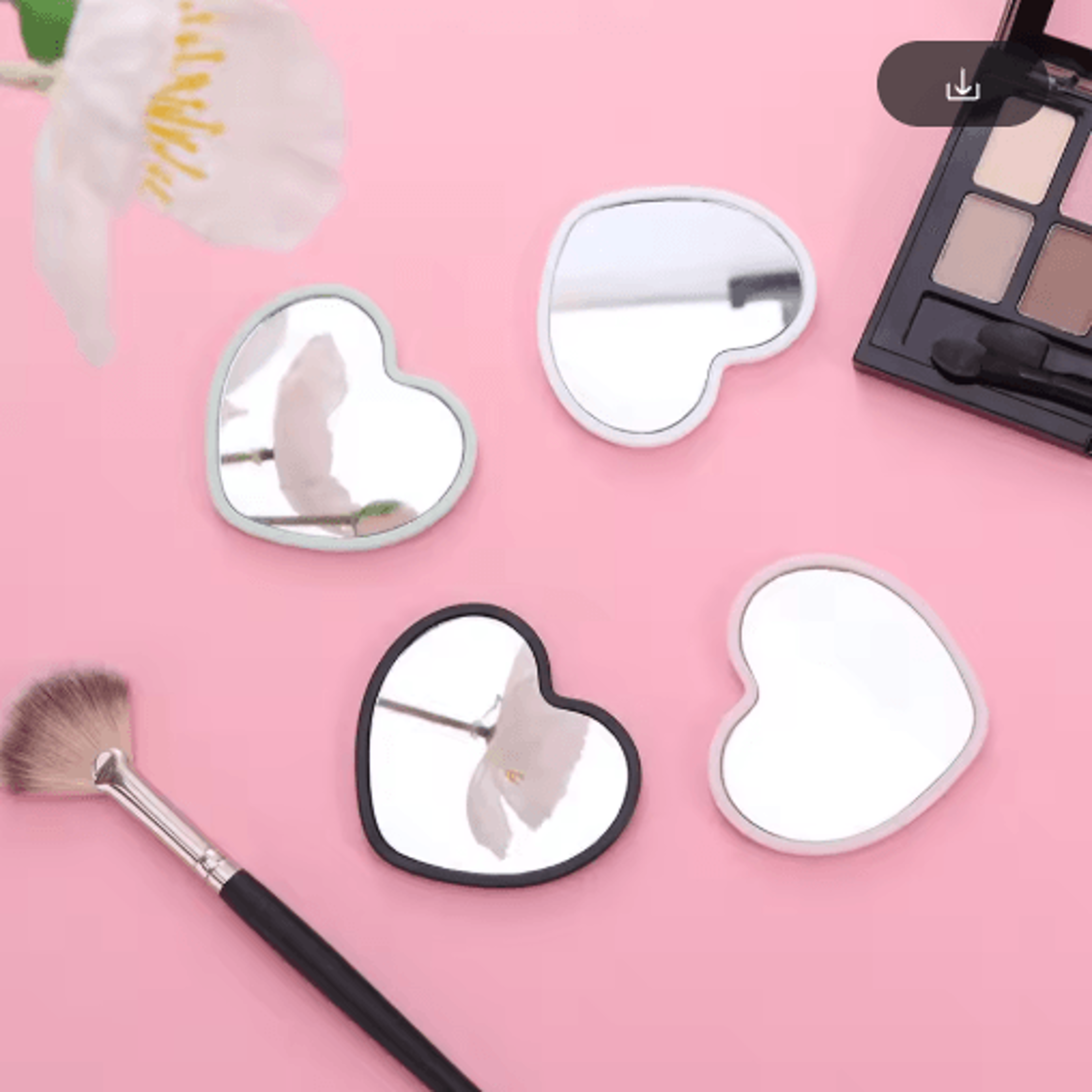 modern heart-shaped handheld makeup mirror – high-definition beauty mirror