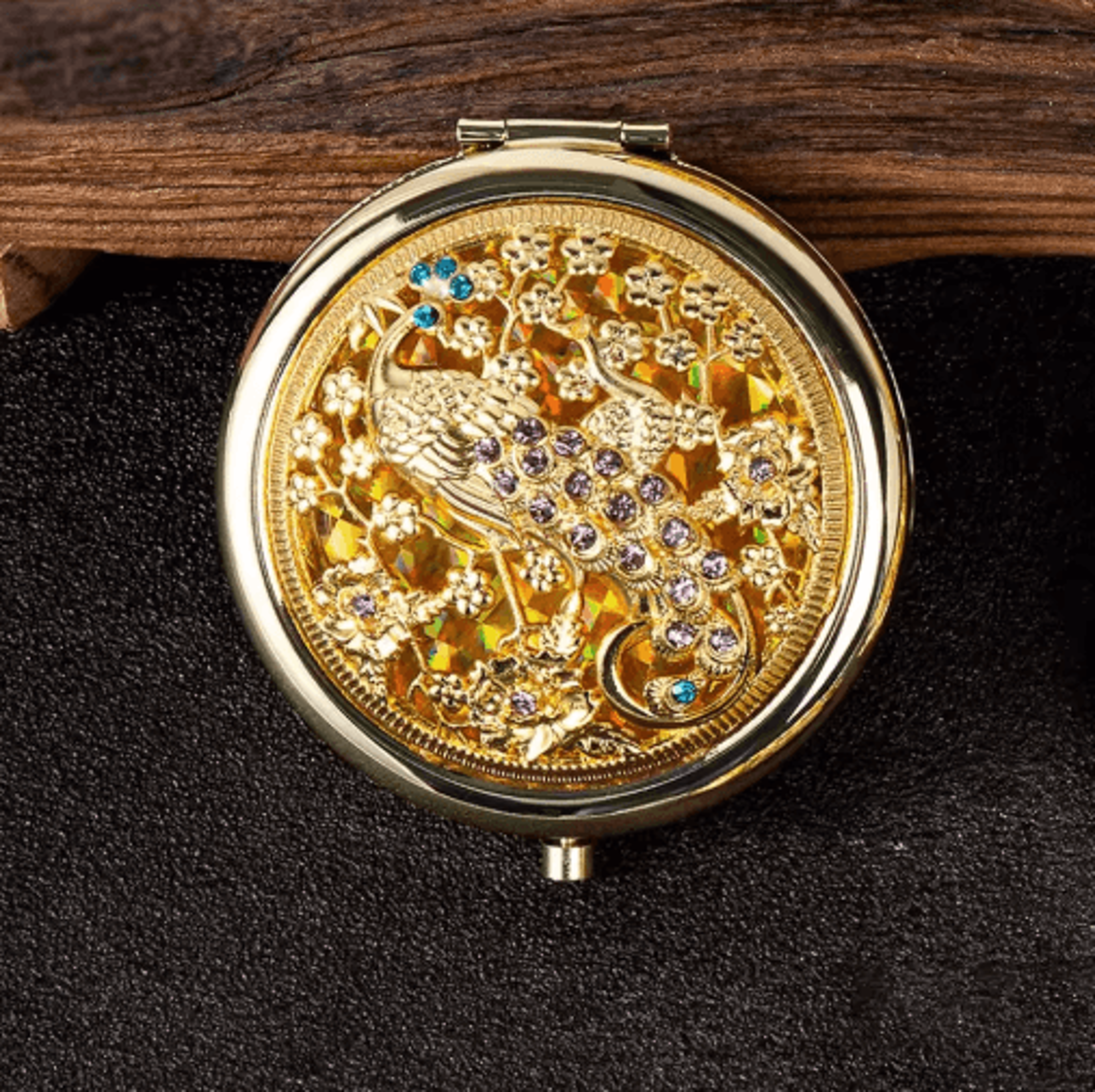 vintage round pocket mirror – foldable handheld travel cosmetic mirror