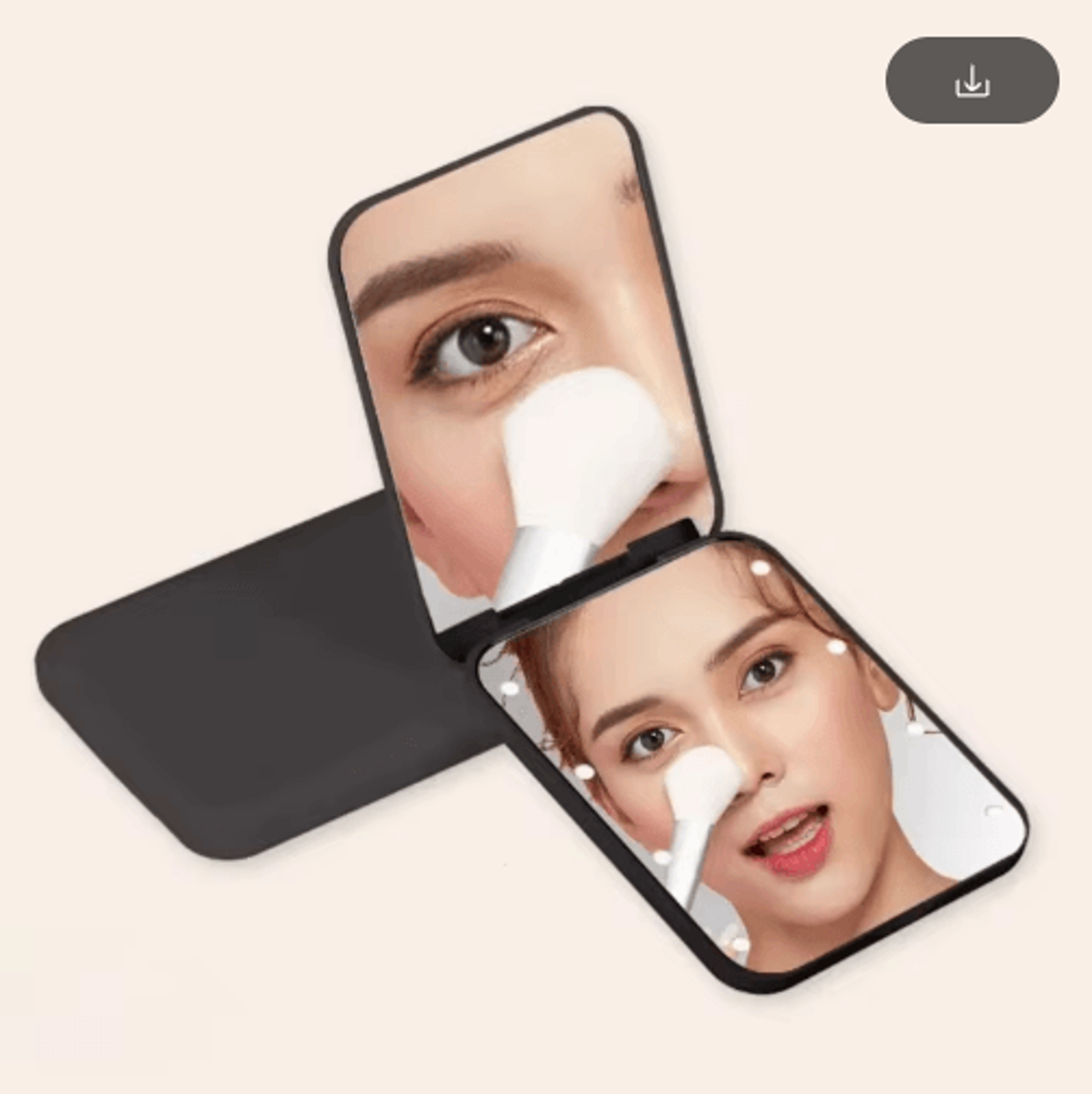 8-led compact makeup mirror – 2x magnifying foldable pocket mirror