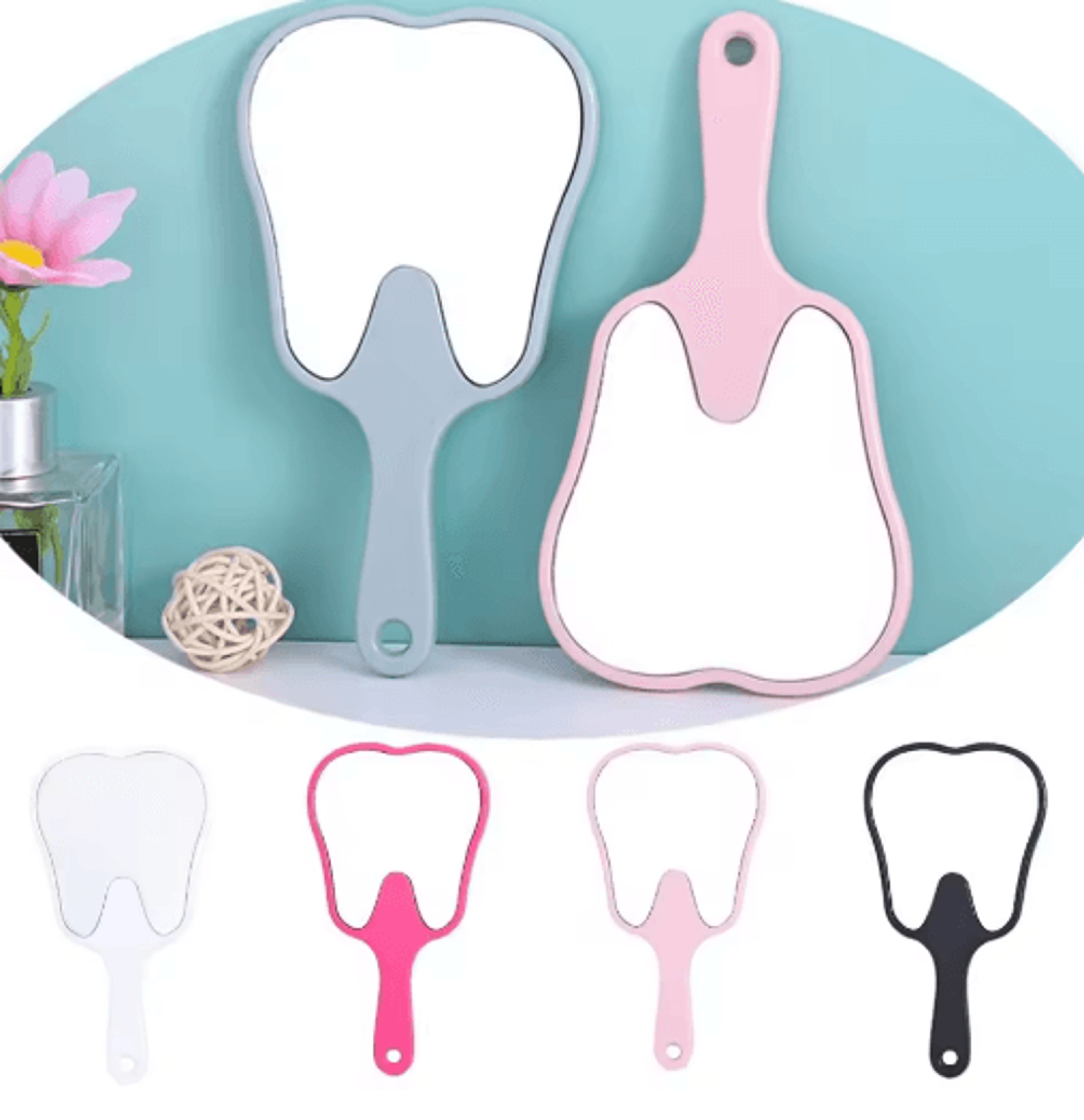 cute tooth-shaped handheld mirror – high-definition makeup & dental-inspired mirror