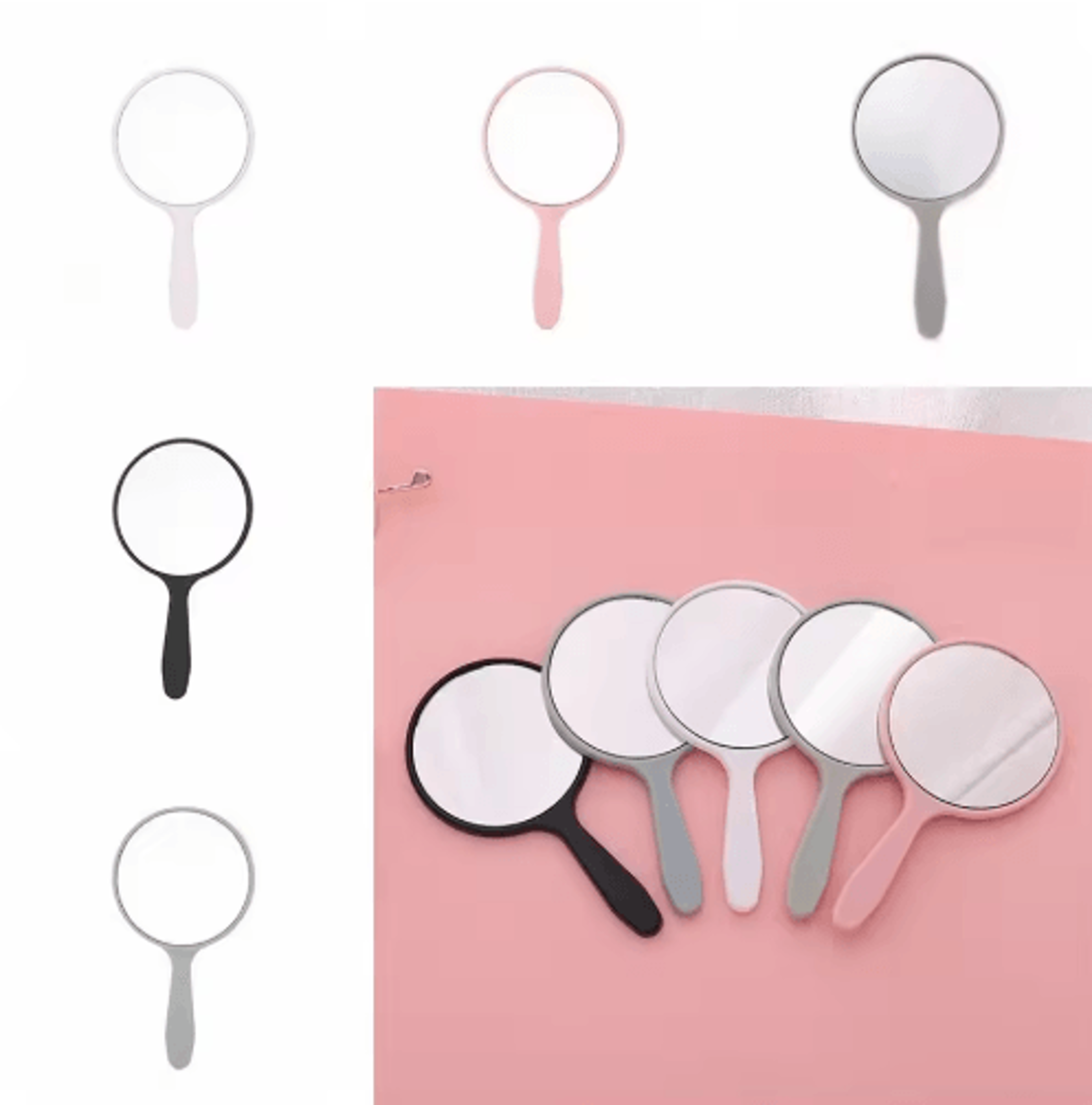 fashion round handheld makeup mirror – portable anti-fall beauty mirror with handle