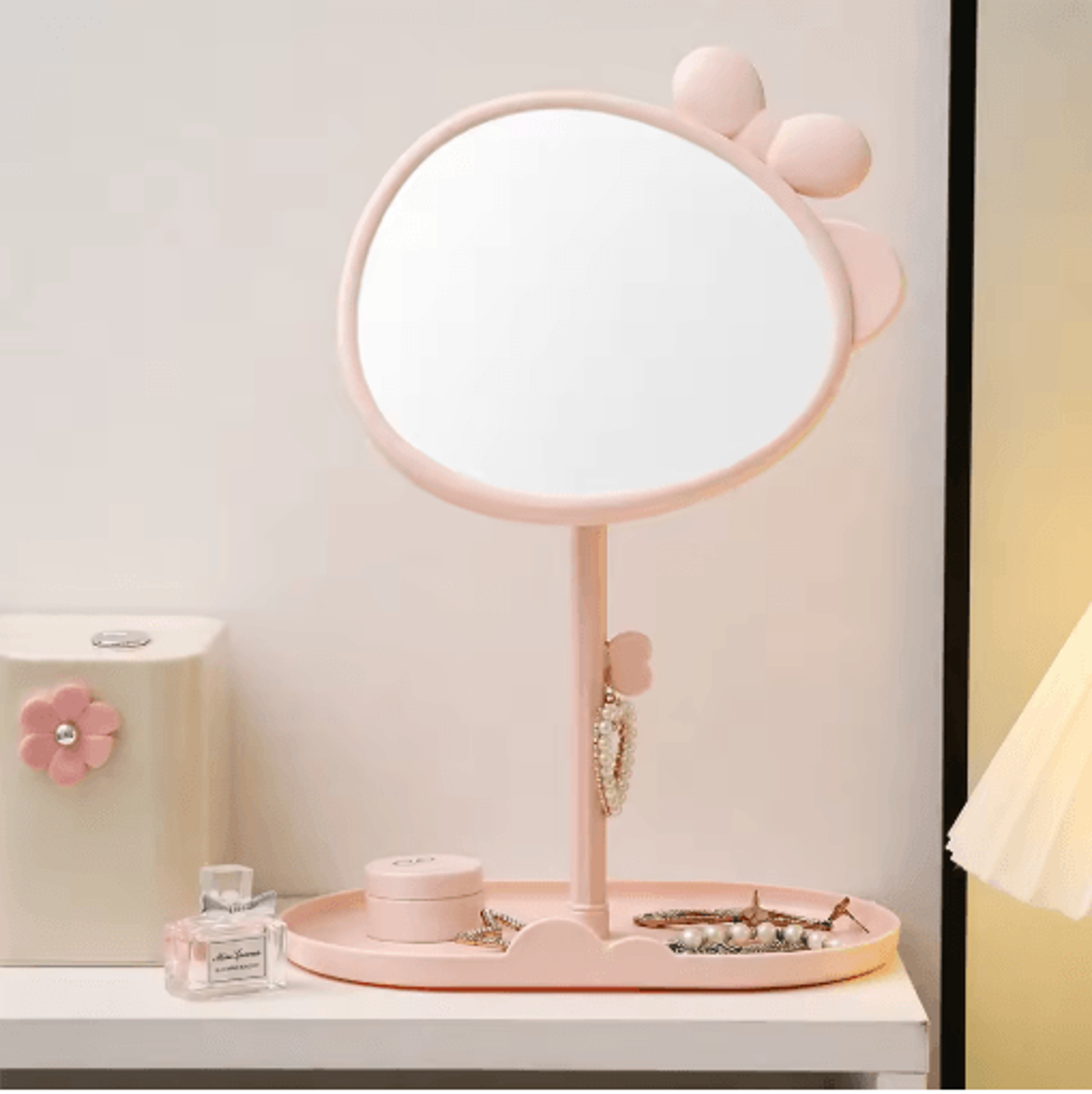 cute 360° rotating vanity mirror – adjustable desktop makeup mirror