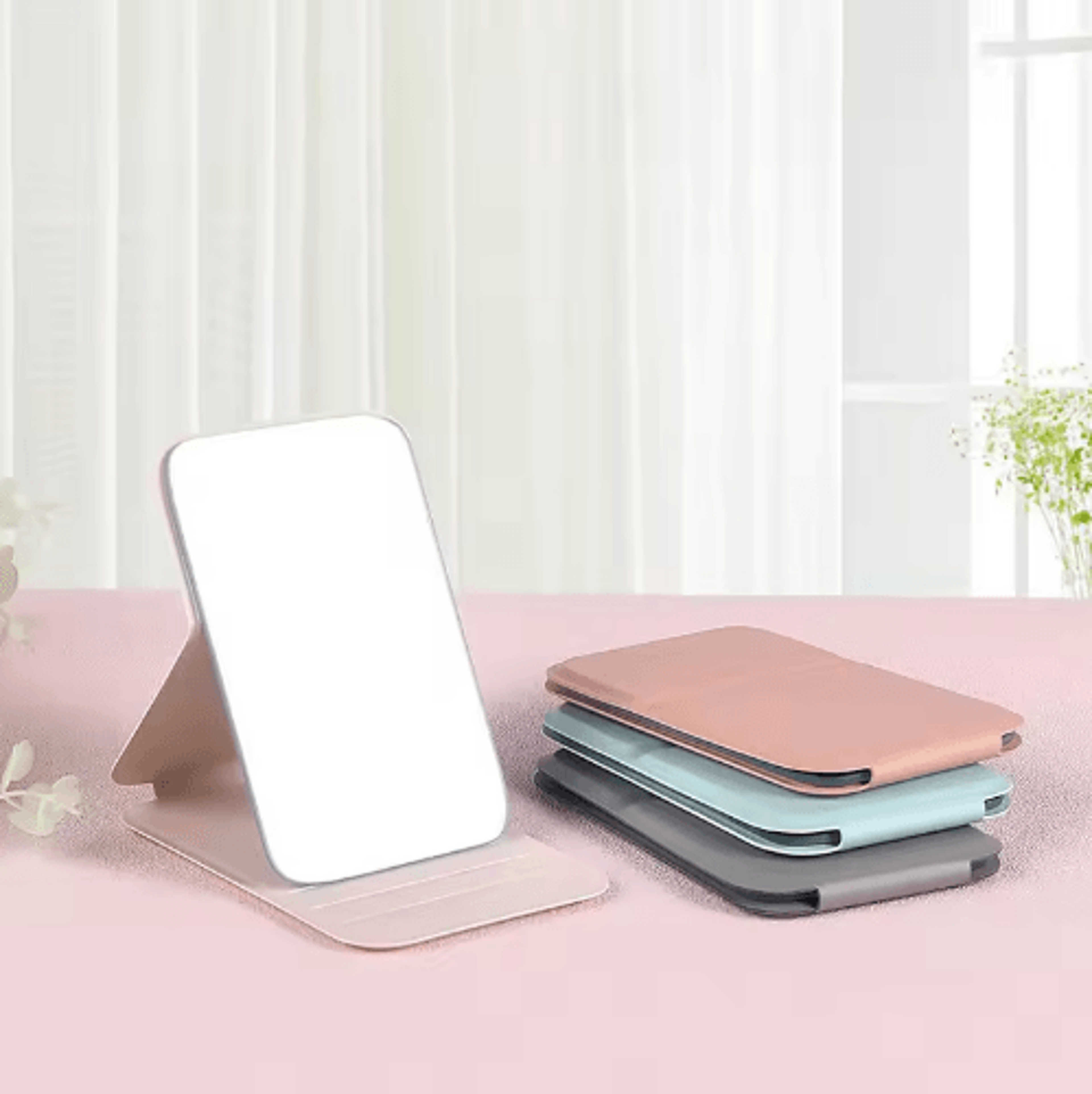 pu leather foldable makeup mirror – portable desktop & pocket vanity mirror