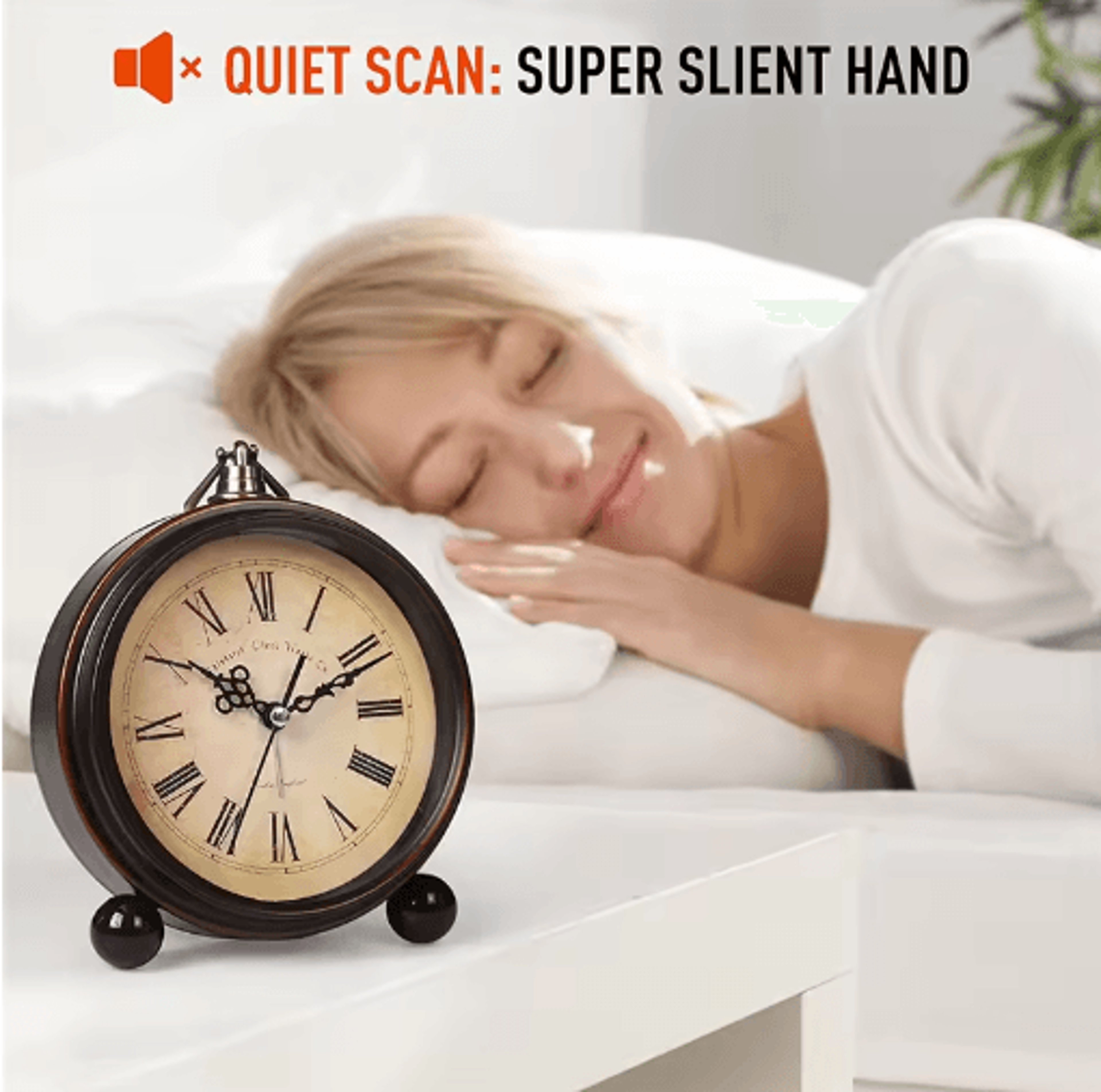 vintage metal alarm clock – super silent quartz desk clock with night light