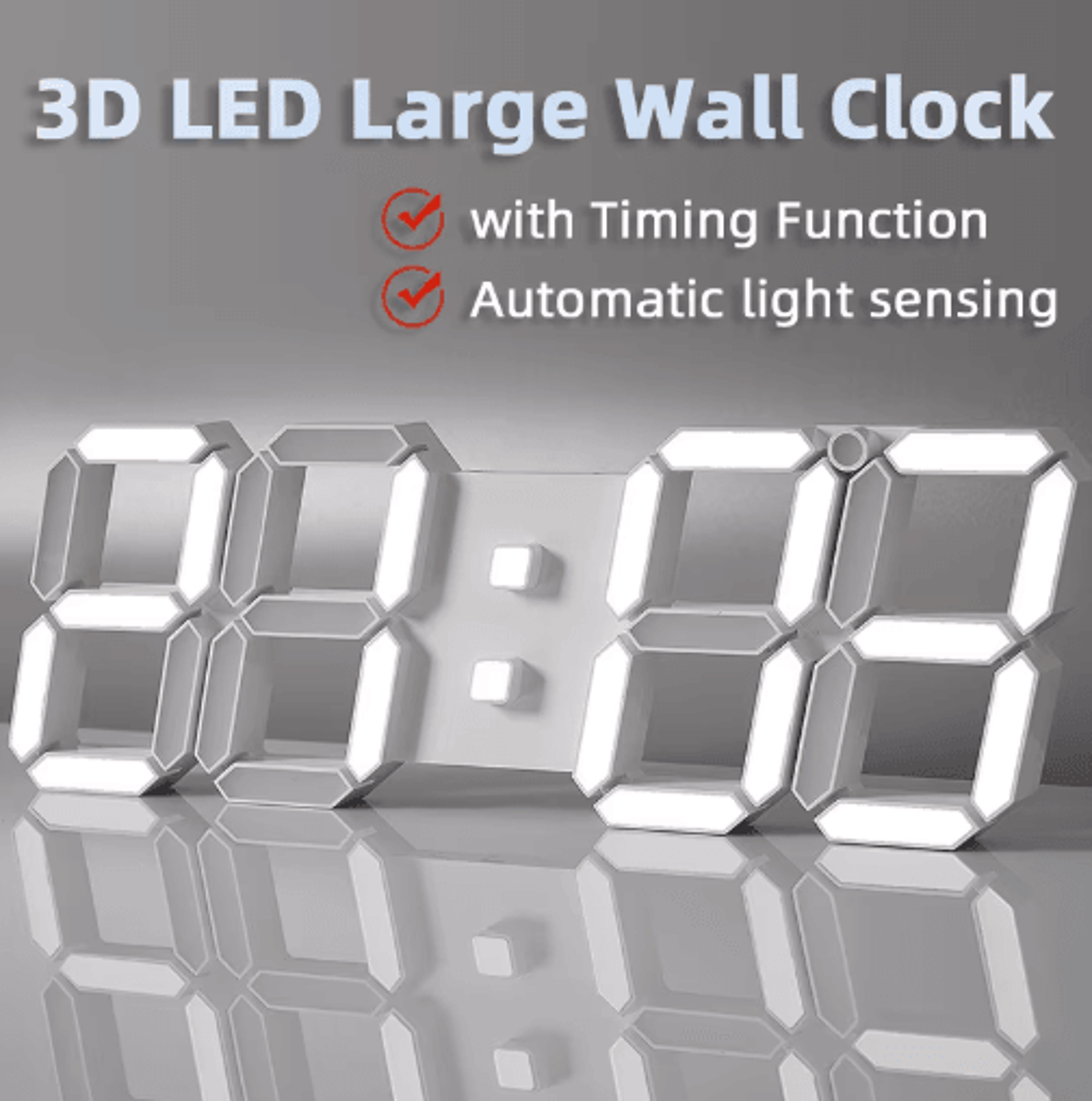 3d led large wall clock – remote control digital clock with auto brightness