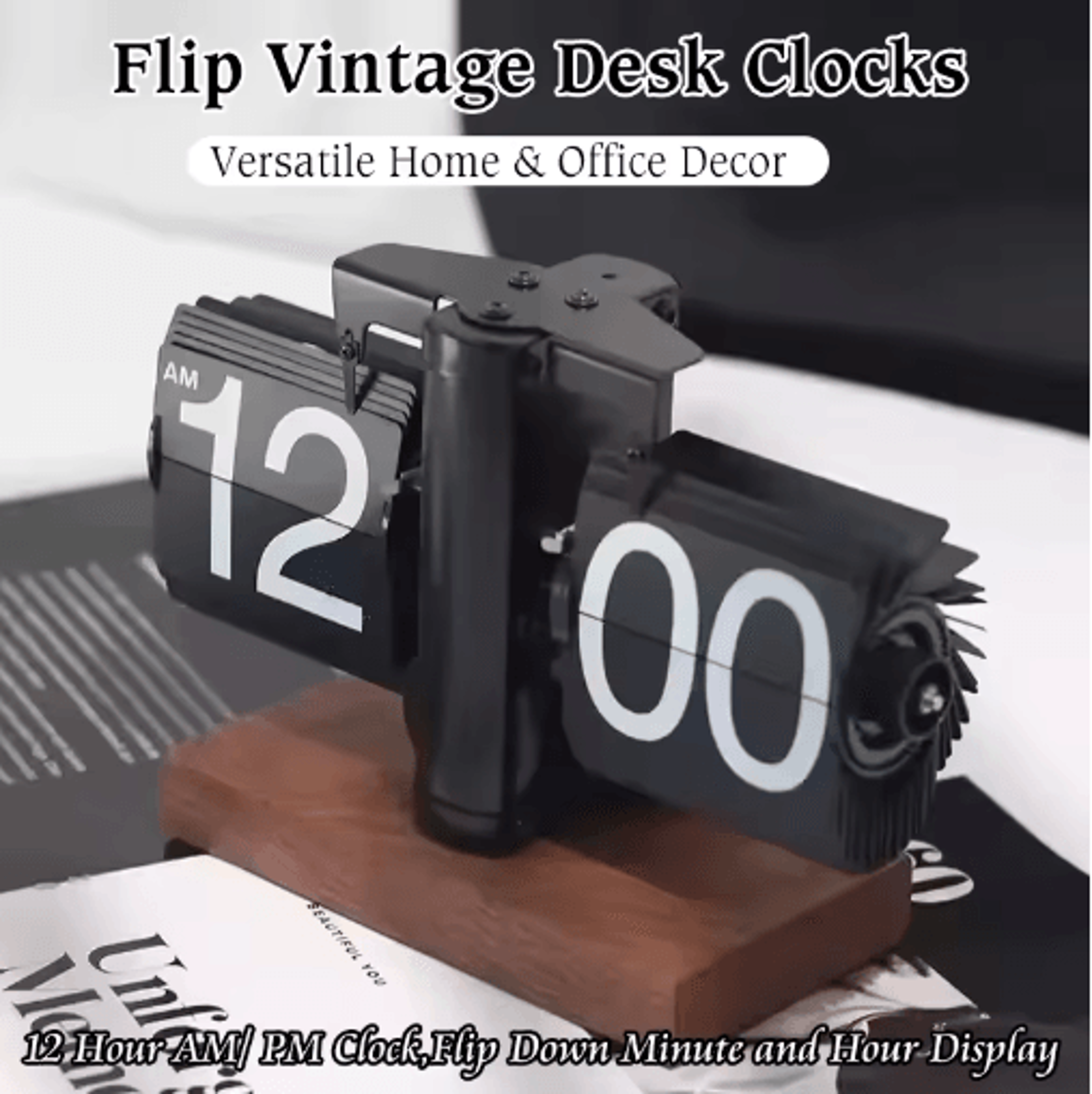 vintage flip clock – retro battery-powered flip down desk clock
