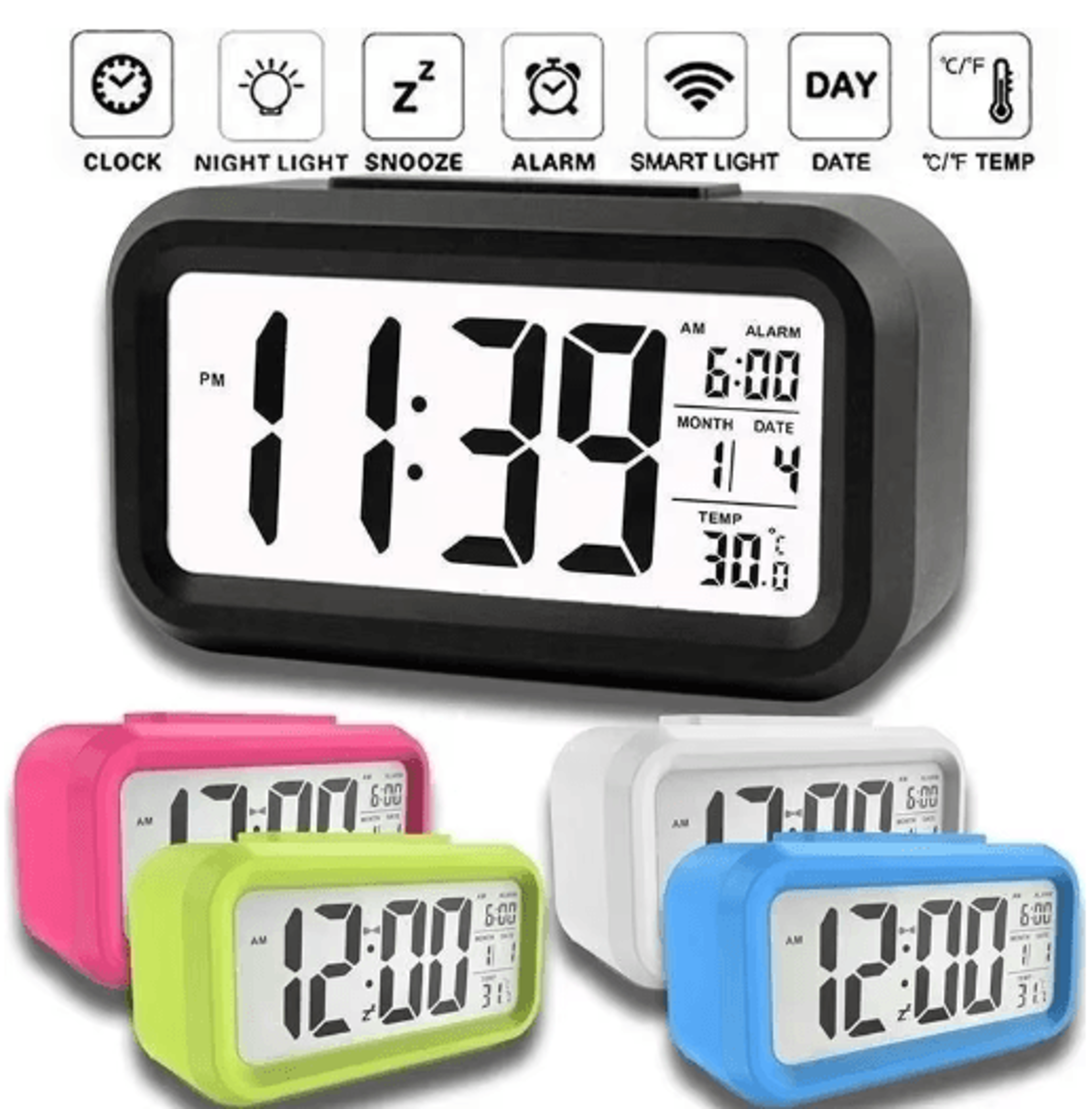 digital led alarm table clock – modern desktop & bedside time display