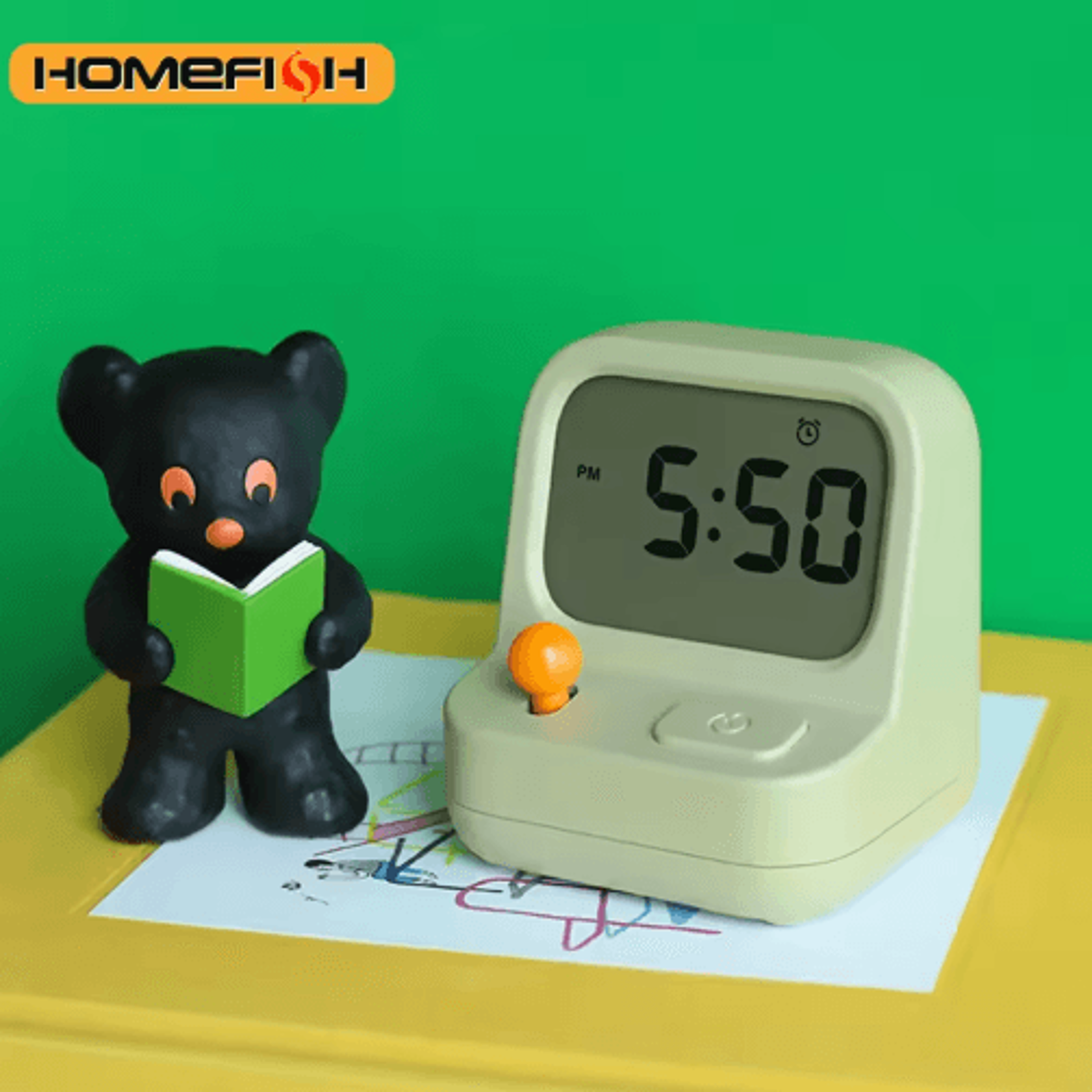 retro handheld game alarm clock – cute multi-function digital desk clock for kids