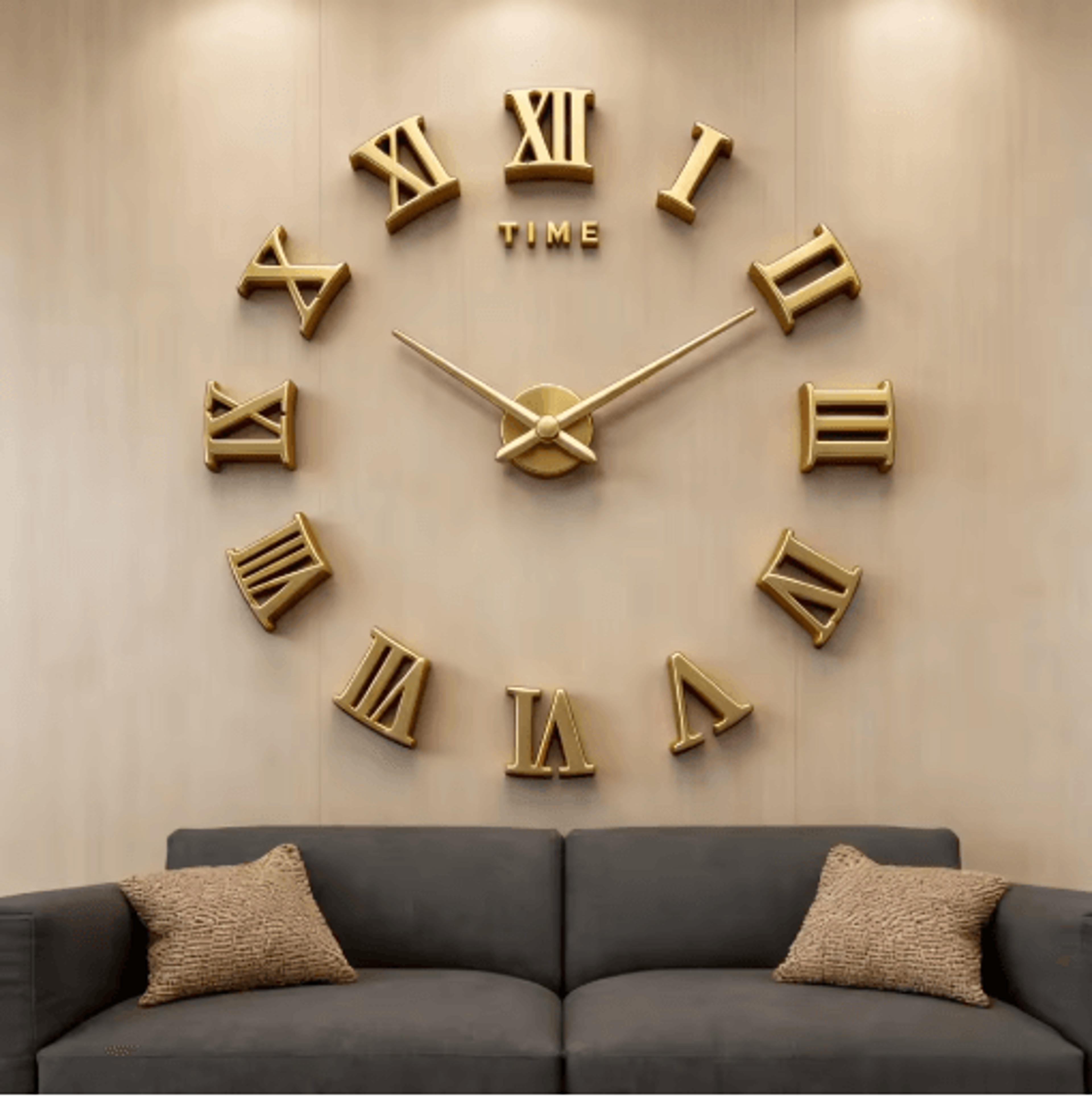 large roman numeral mirror wall clock – 2d/3d diy acrylic quartz clock