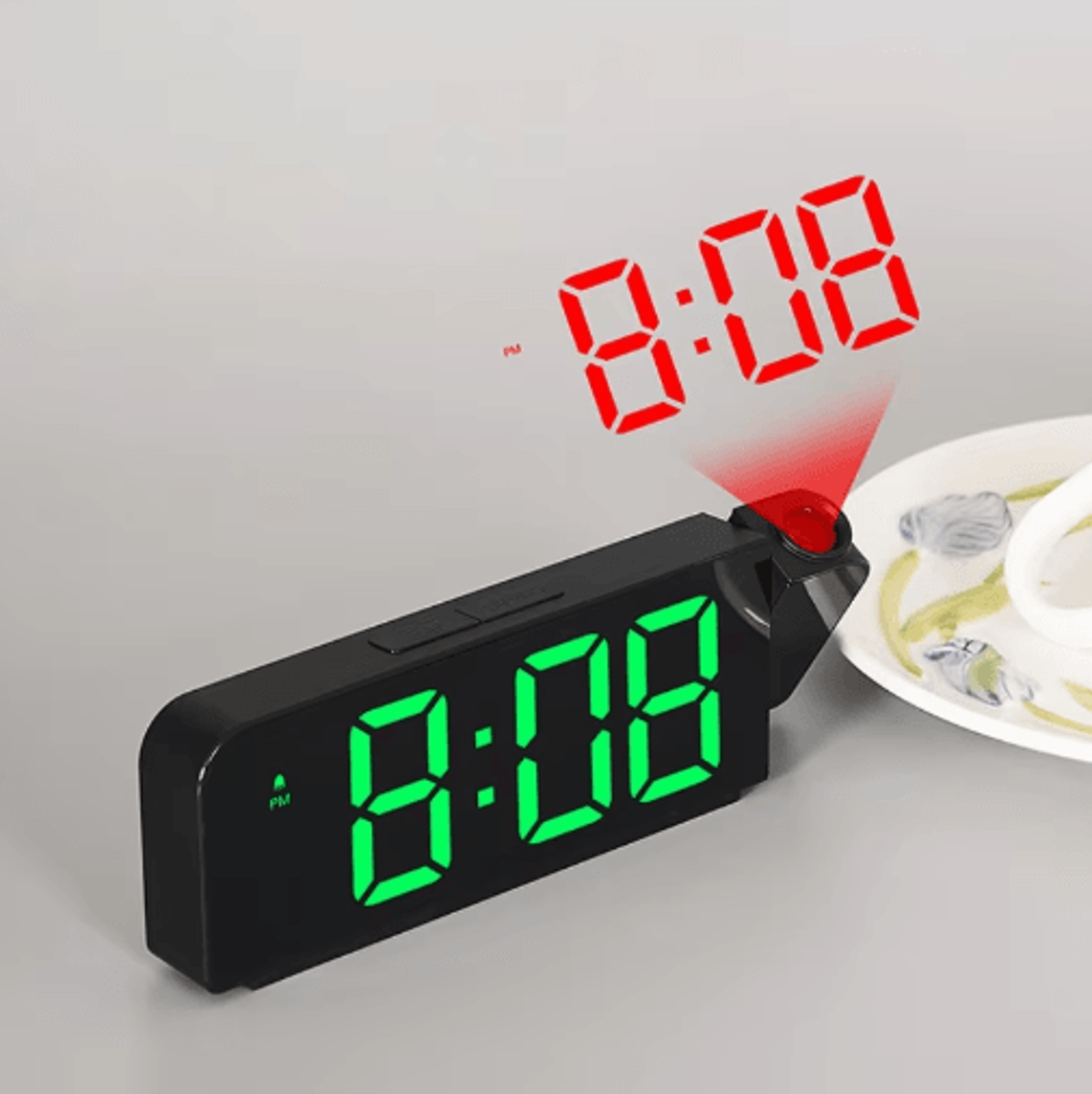 usb projection alarm clock – led digital clock with temperature, date & memory