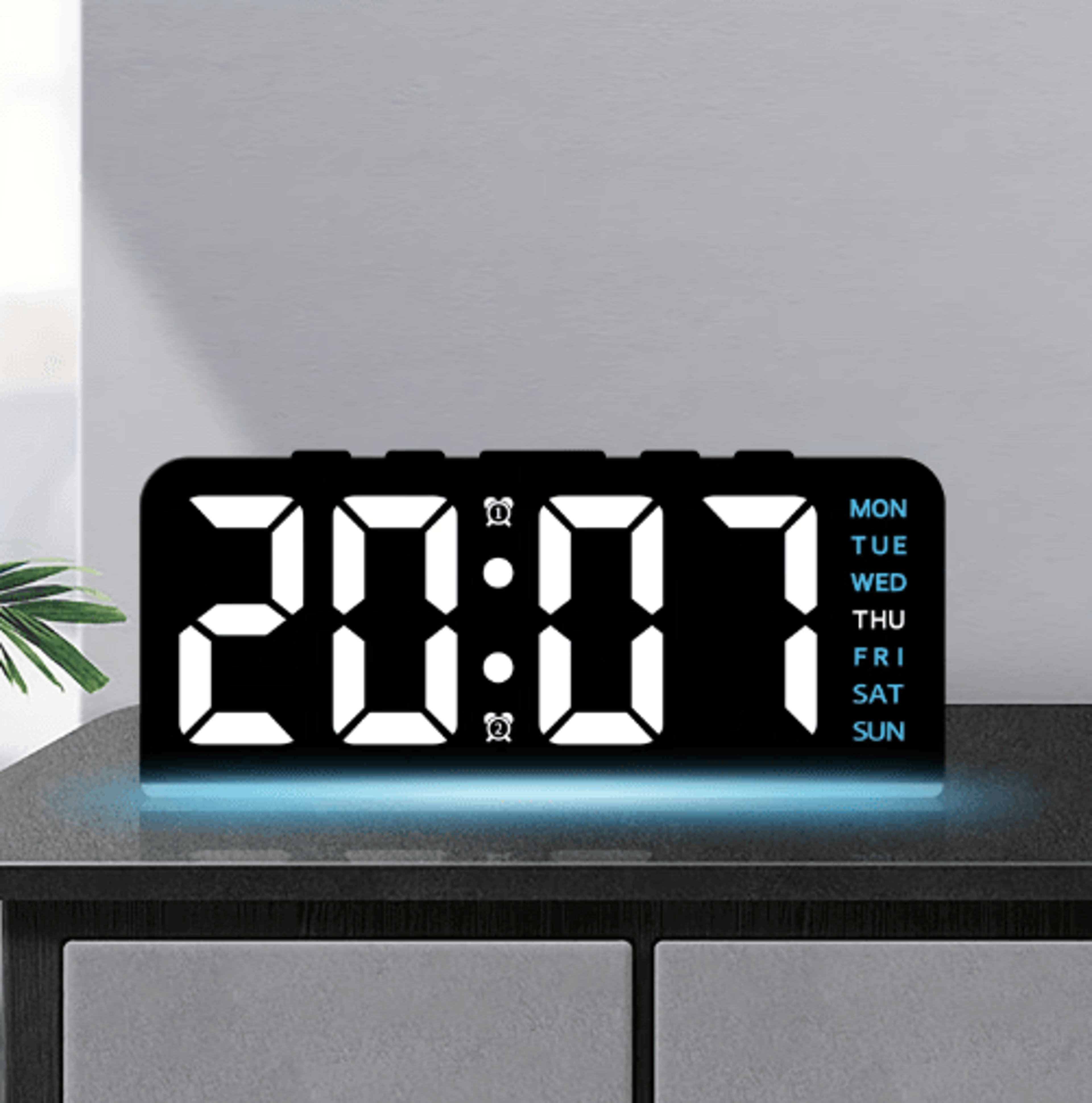 digital led dual alarm clock – date display, snooze & night light
