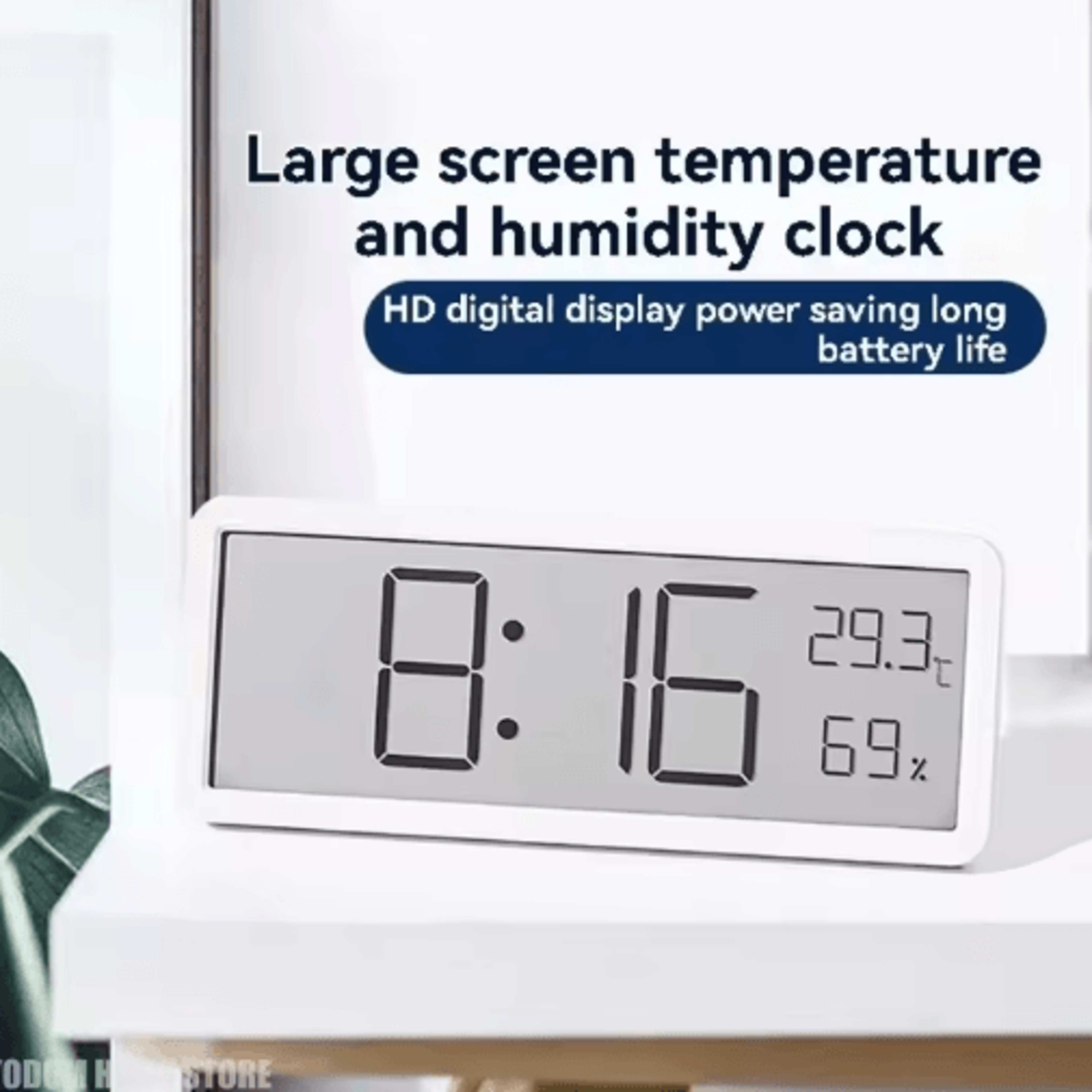 lcd digital wall & desk clock – temperature and humidity display