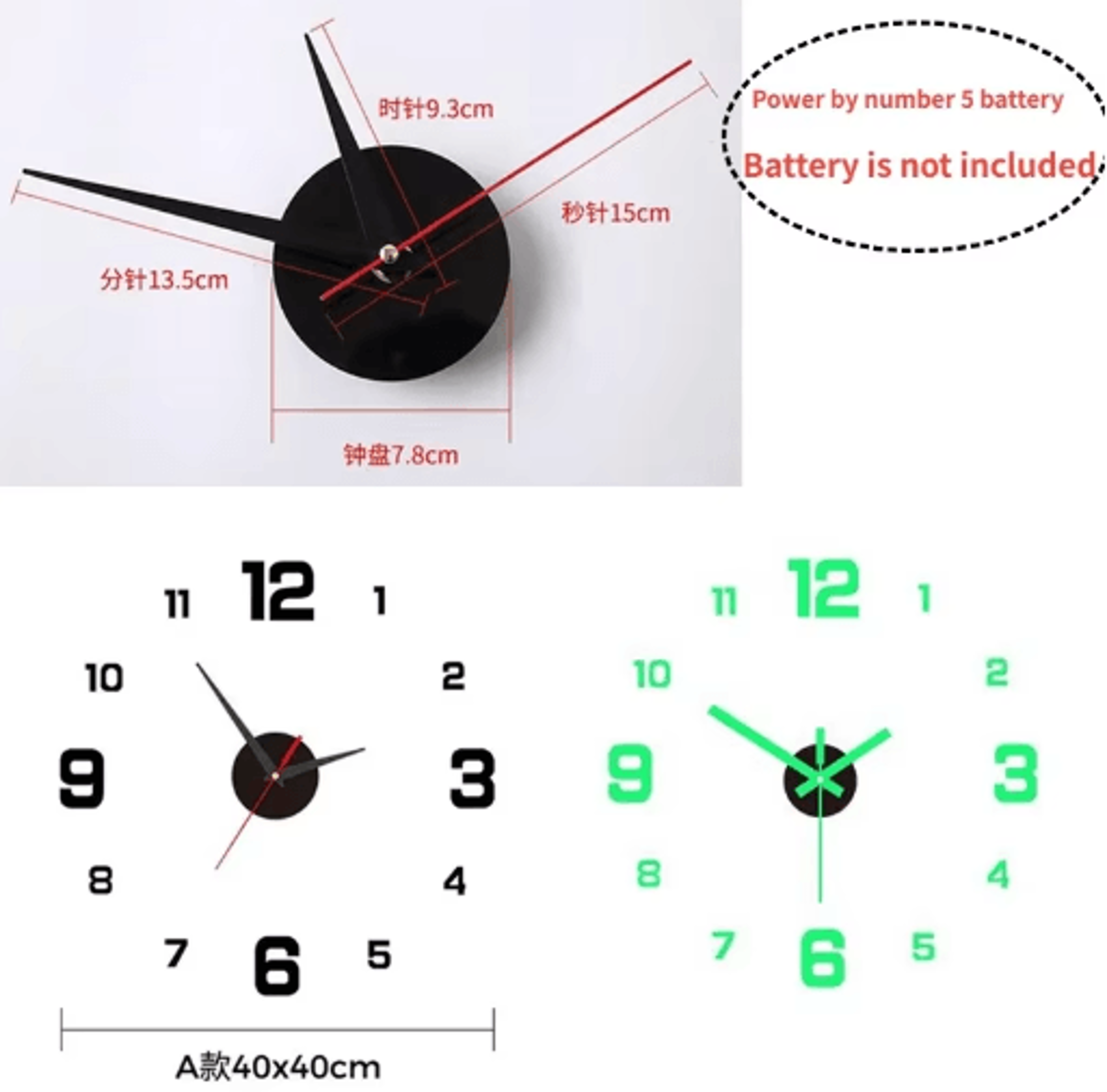3d luminous diy wall clock – frameless acrylic clock stickers for modern decor