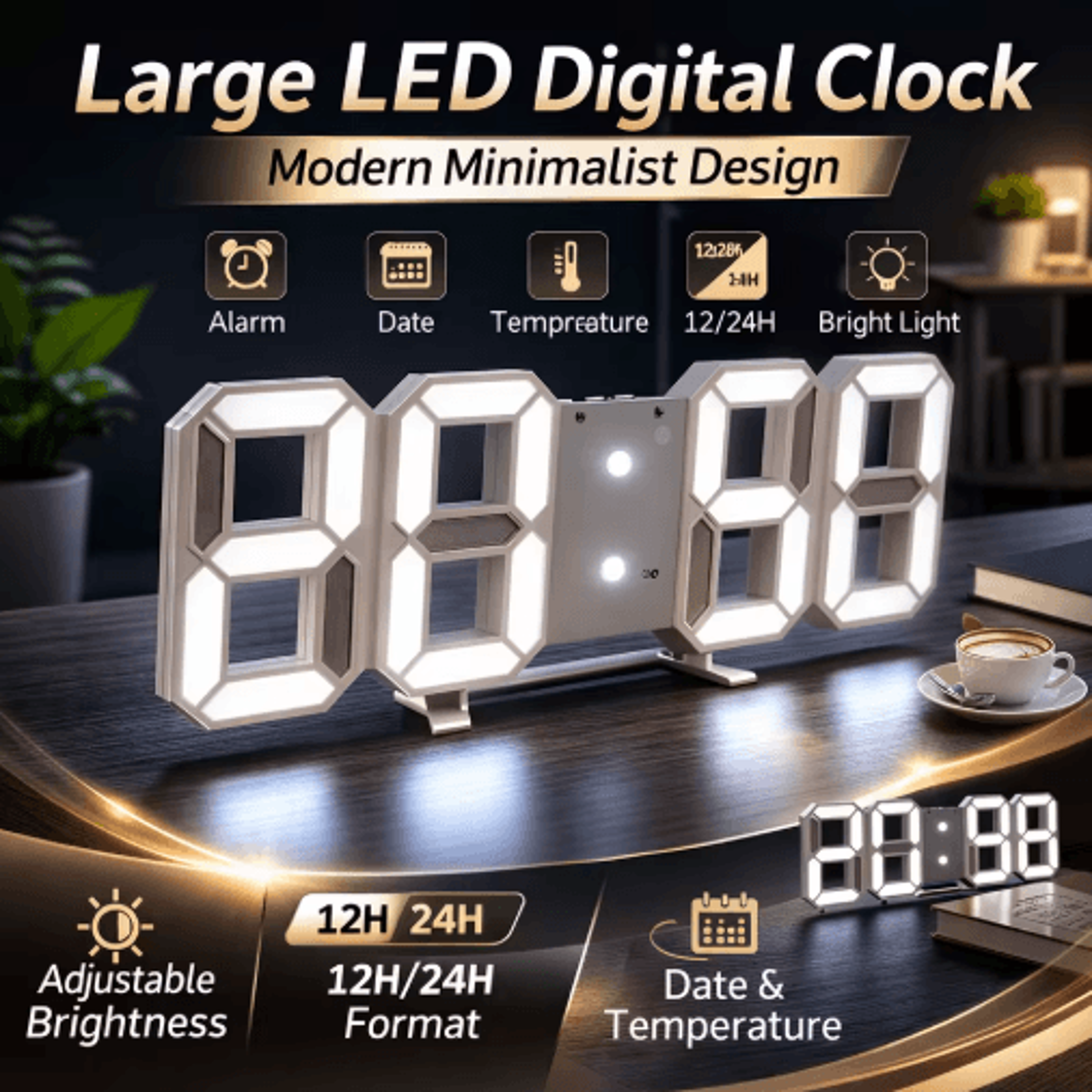3d led digital wall clock – luminous usb-powered display for modern decor