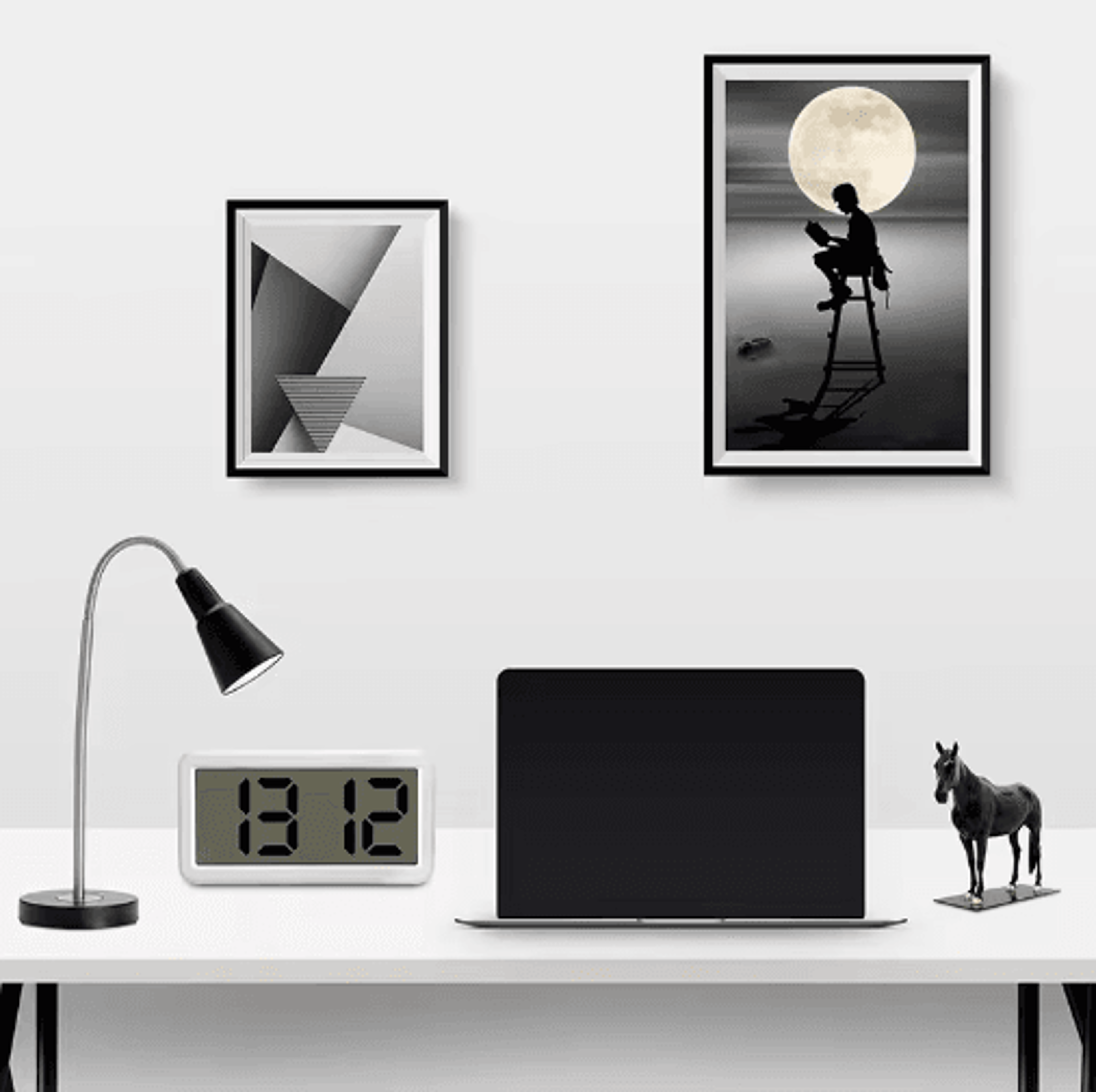 battery powered lcd alarm clock – time, date & snooze wall or table clock