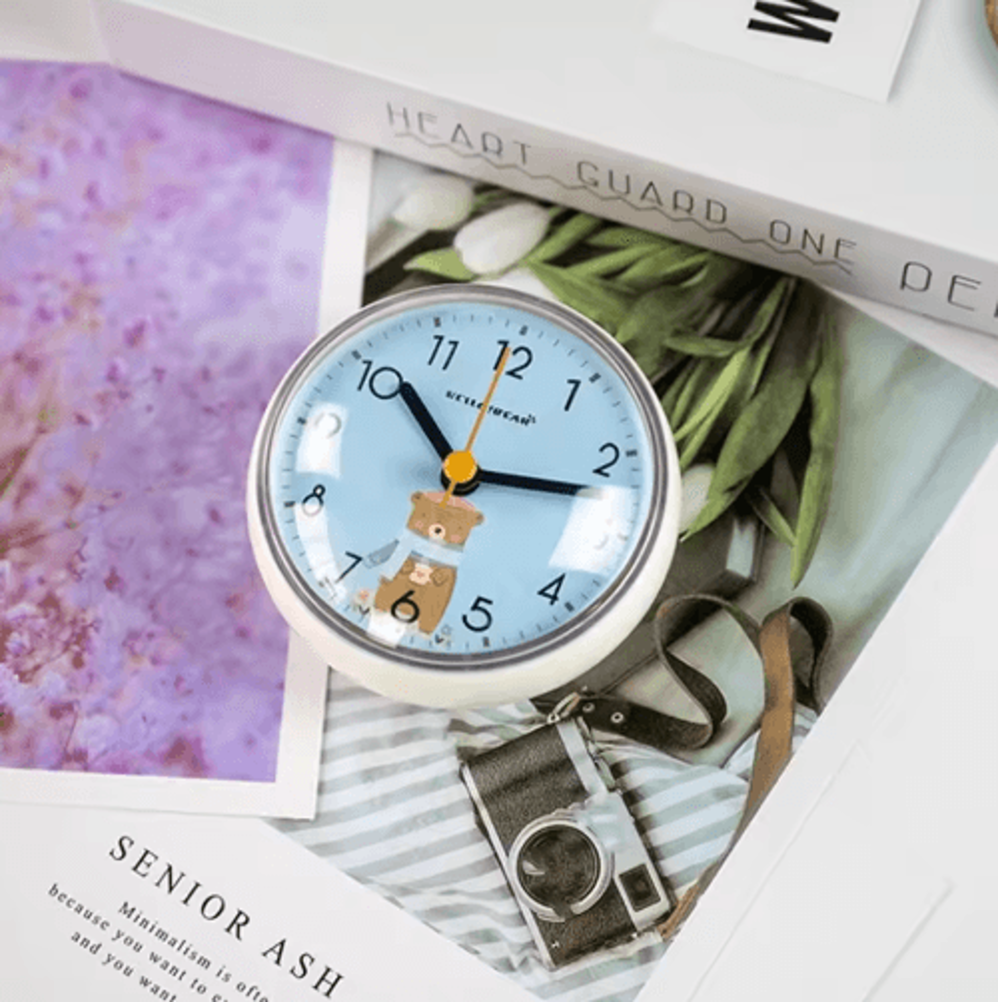 7cm mini suction wall clock – waterproof anti-fog quartz clock for bathroom & kitchen