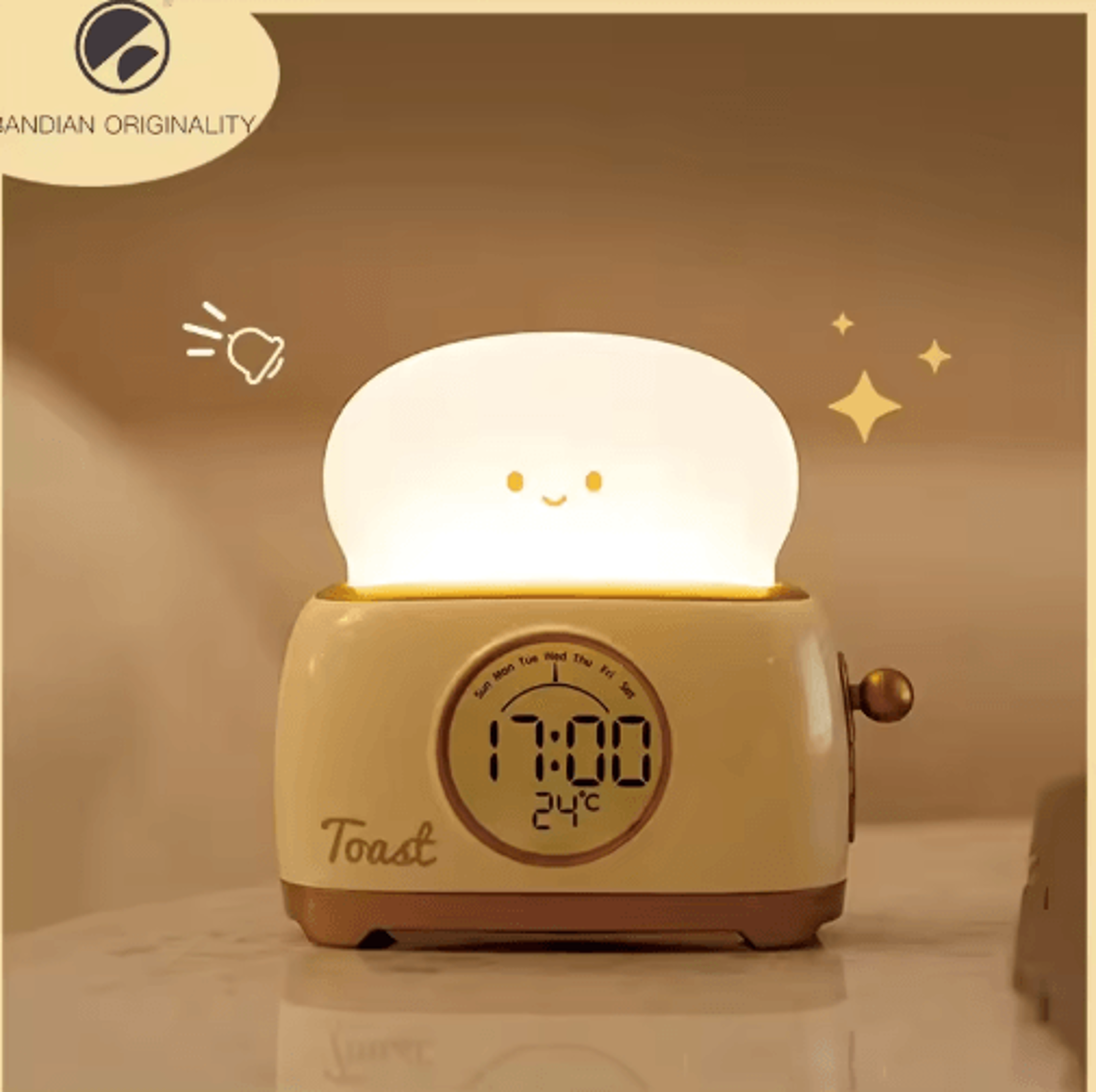 kids sleep trainer alarm clock – cute led night light with temperature display