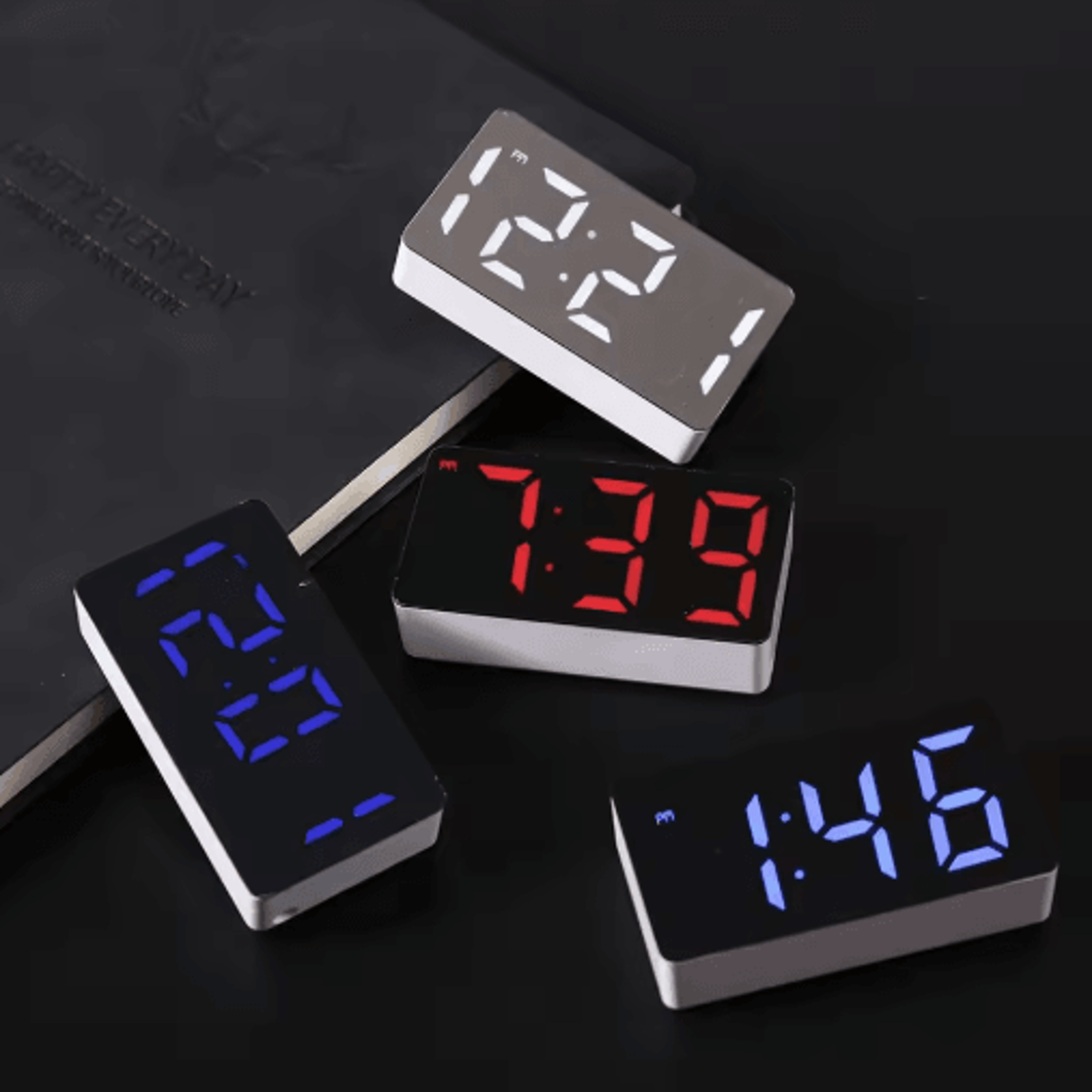 mini led mirror alarm clock – compact digital desk clock for bedroom decor