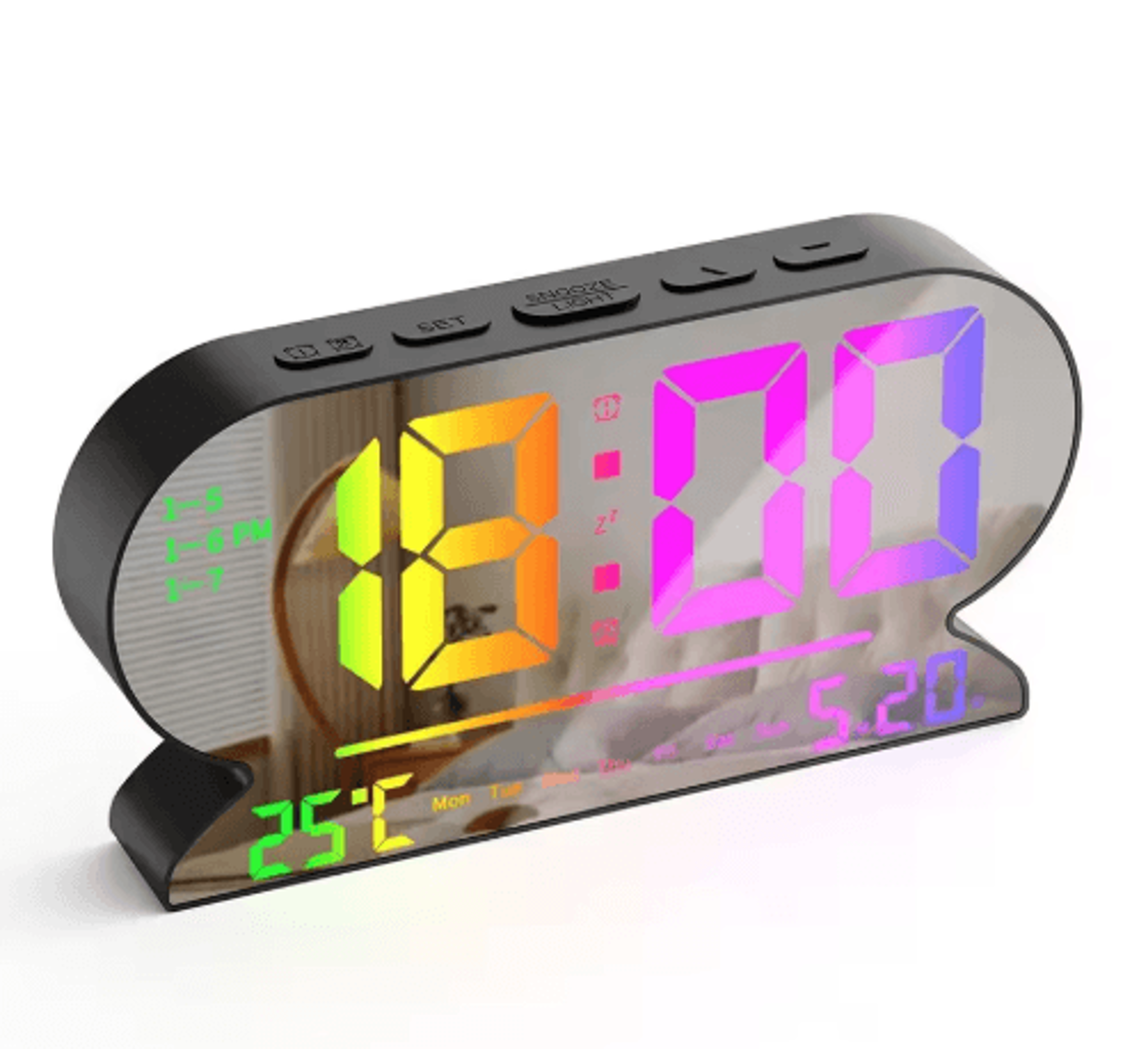 usb digital alarm clock – dual alarms, temperature, date & night mode