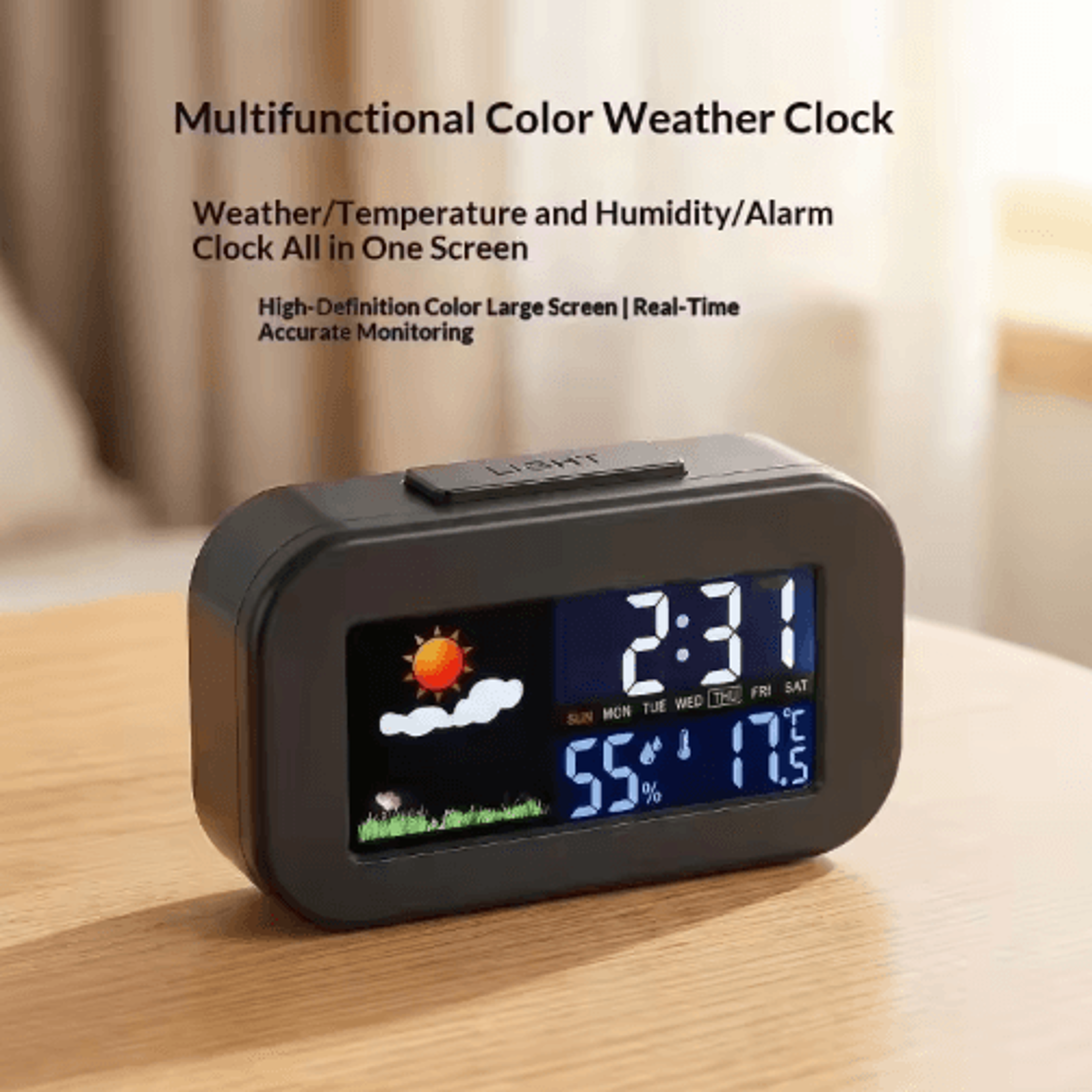 color display weather station clock temperature & humidity desk monitor