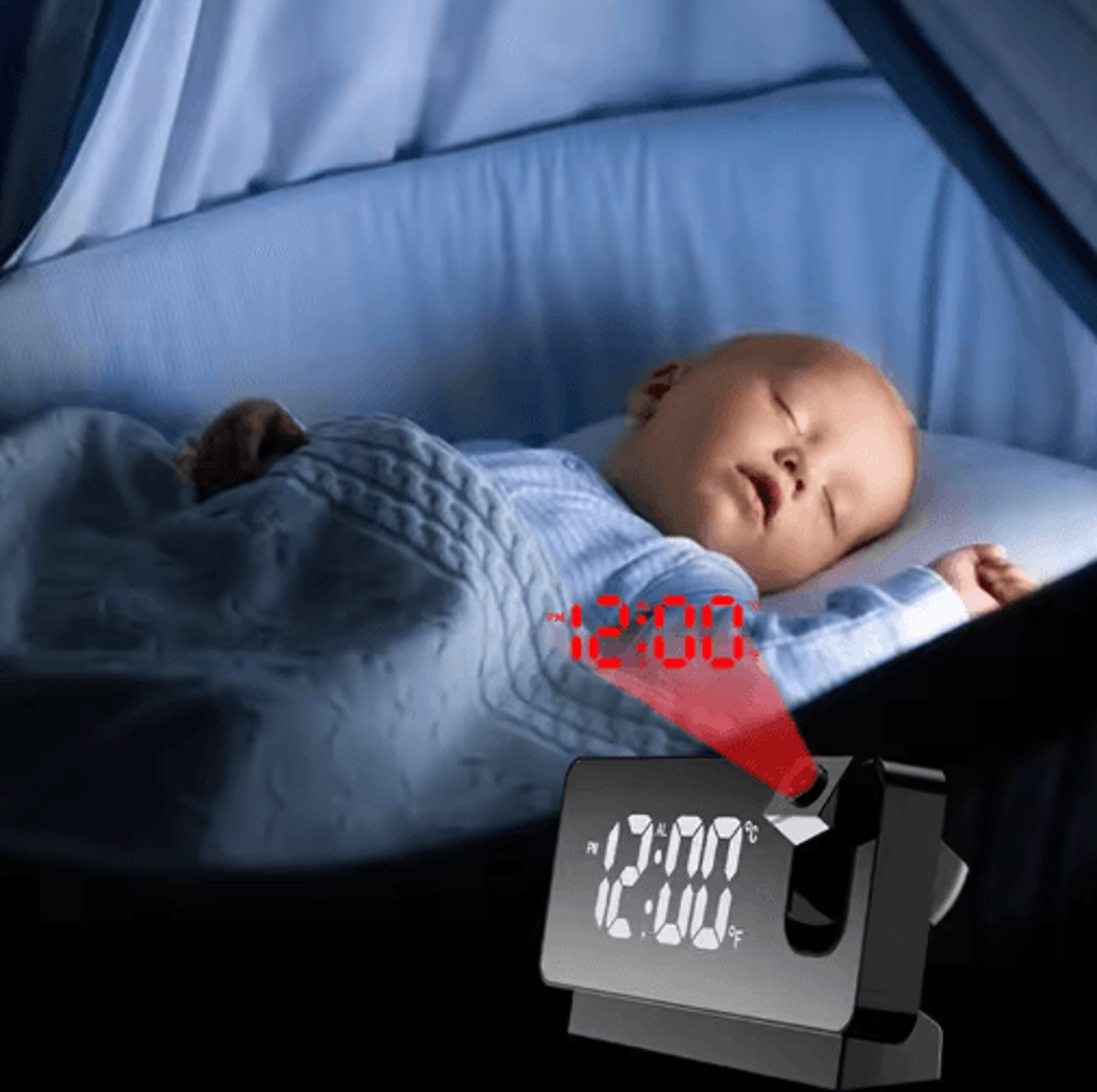rechargeable projection alarm clock – led ceiling & wall projector with snooze