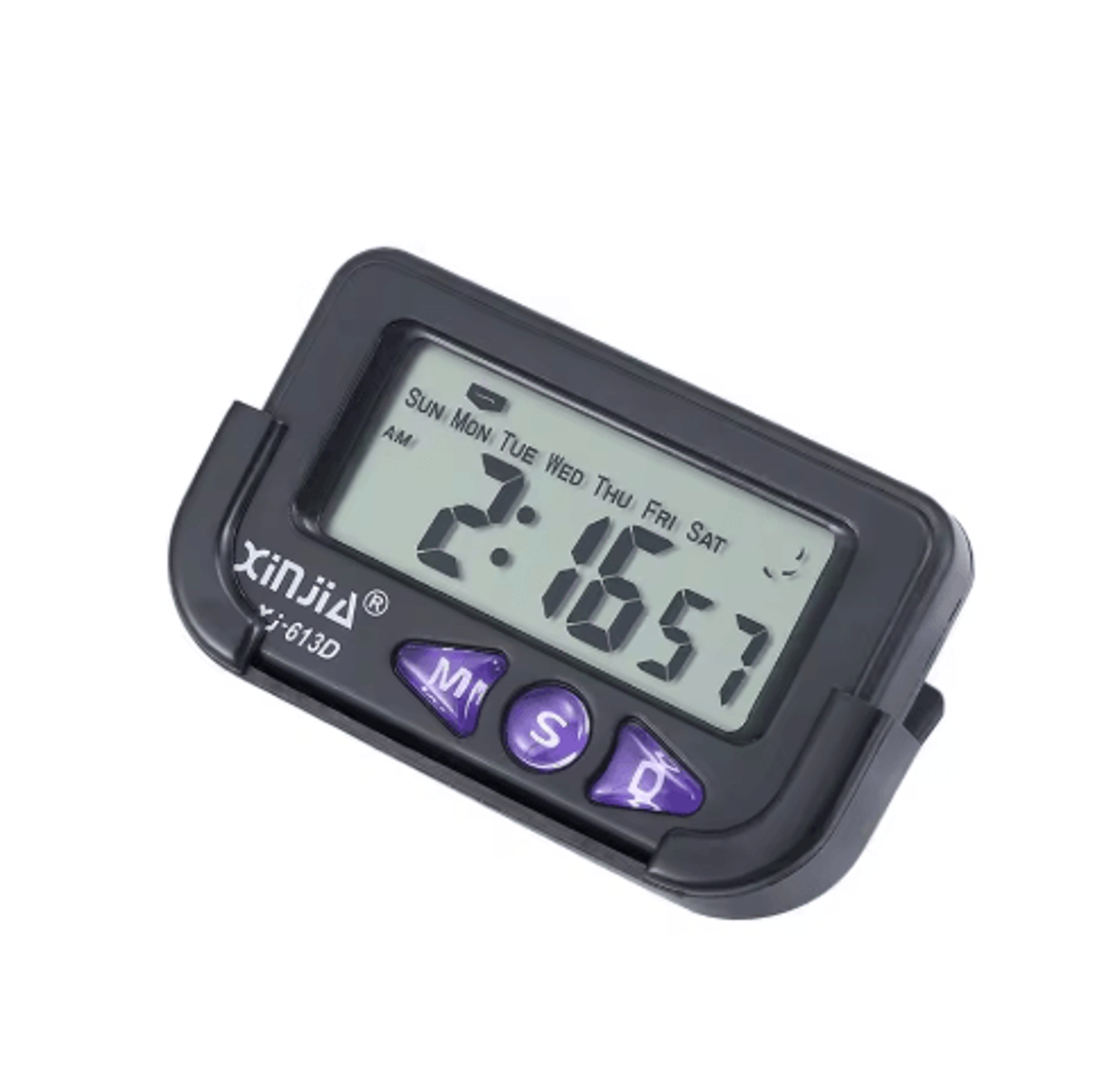 portable digital pocket clock – date, alarm & stopwatch time display