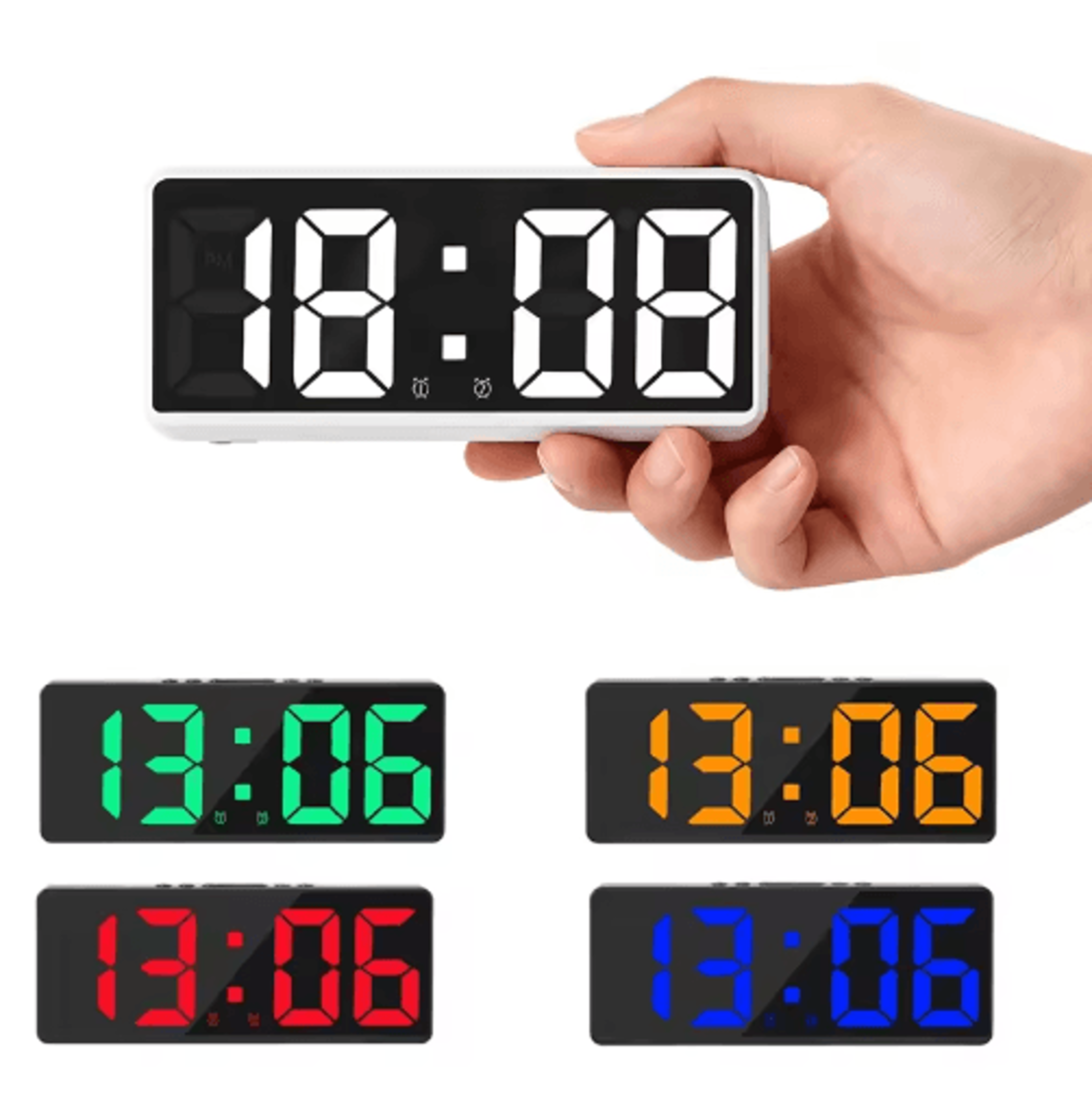 voice control digital alarm clock – temperature, snooze & night mode led clock