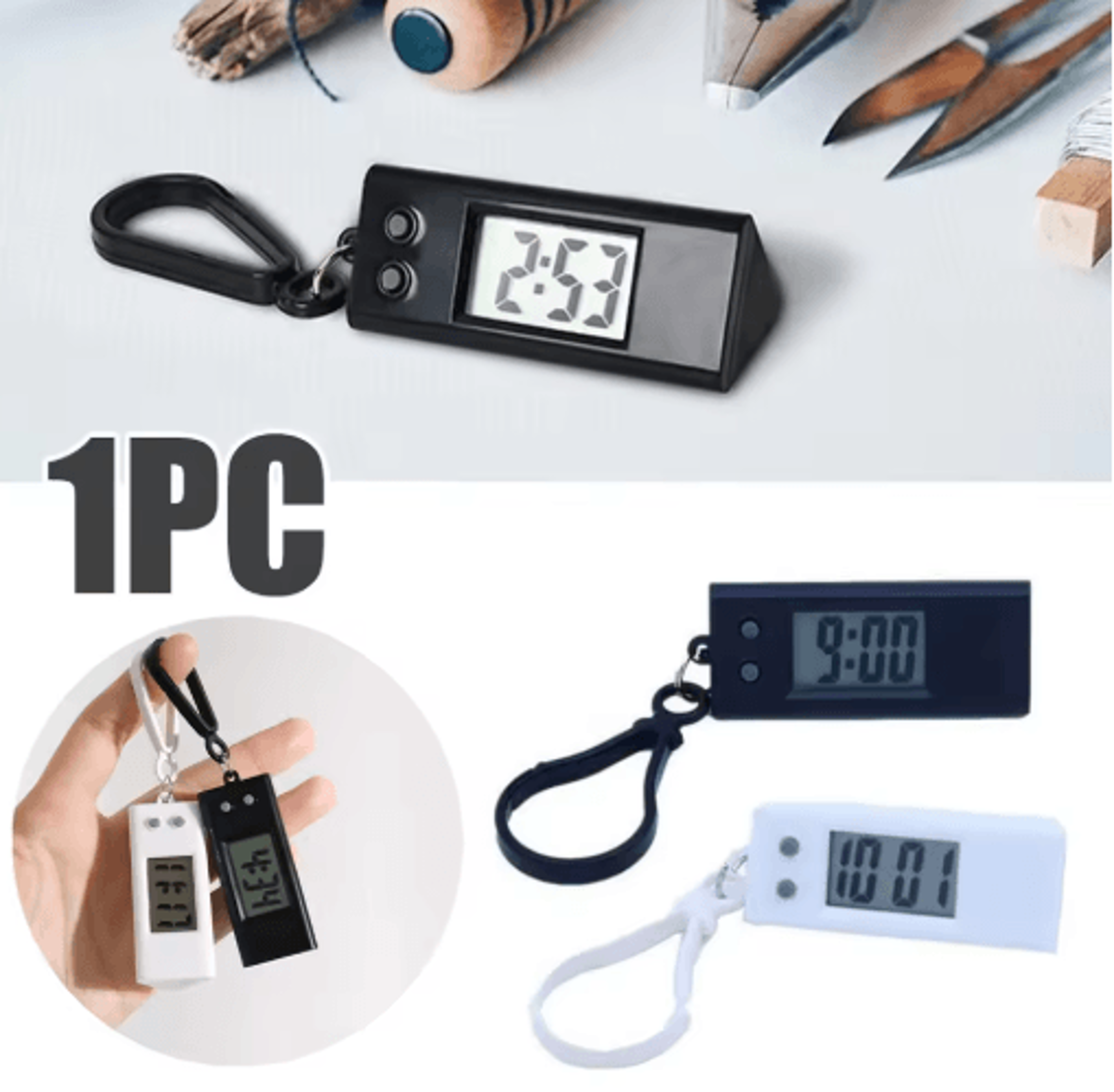 mini triangle digital clock – portable keychain & desktop time display