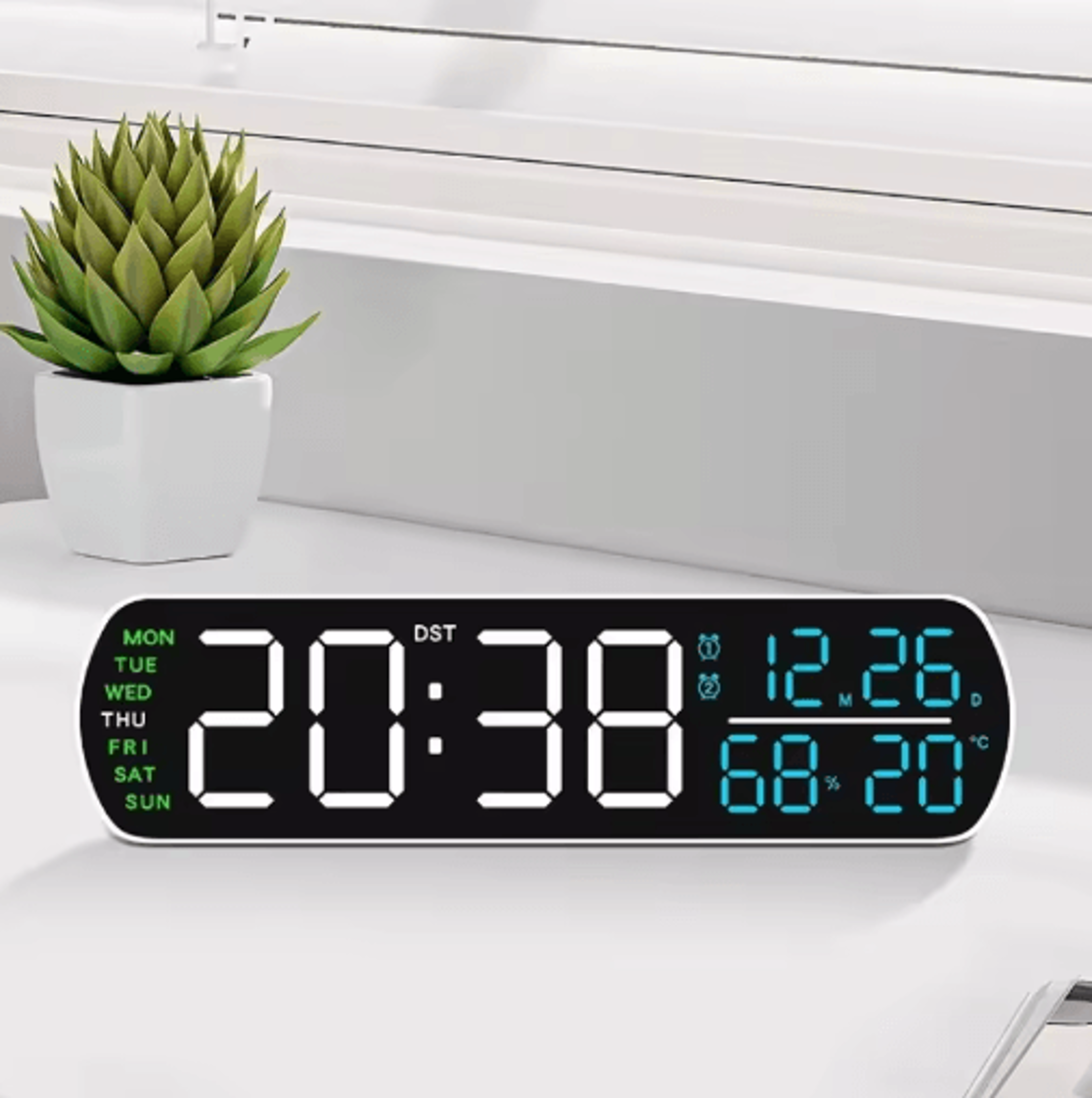 multifunctional led alarm clock – temperature, humidity, dual alarm & countdown